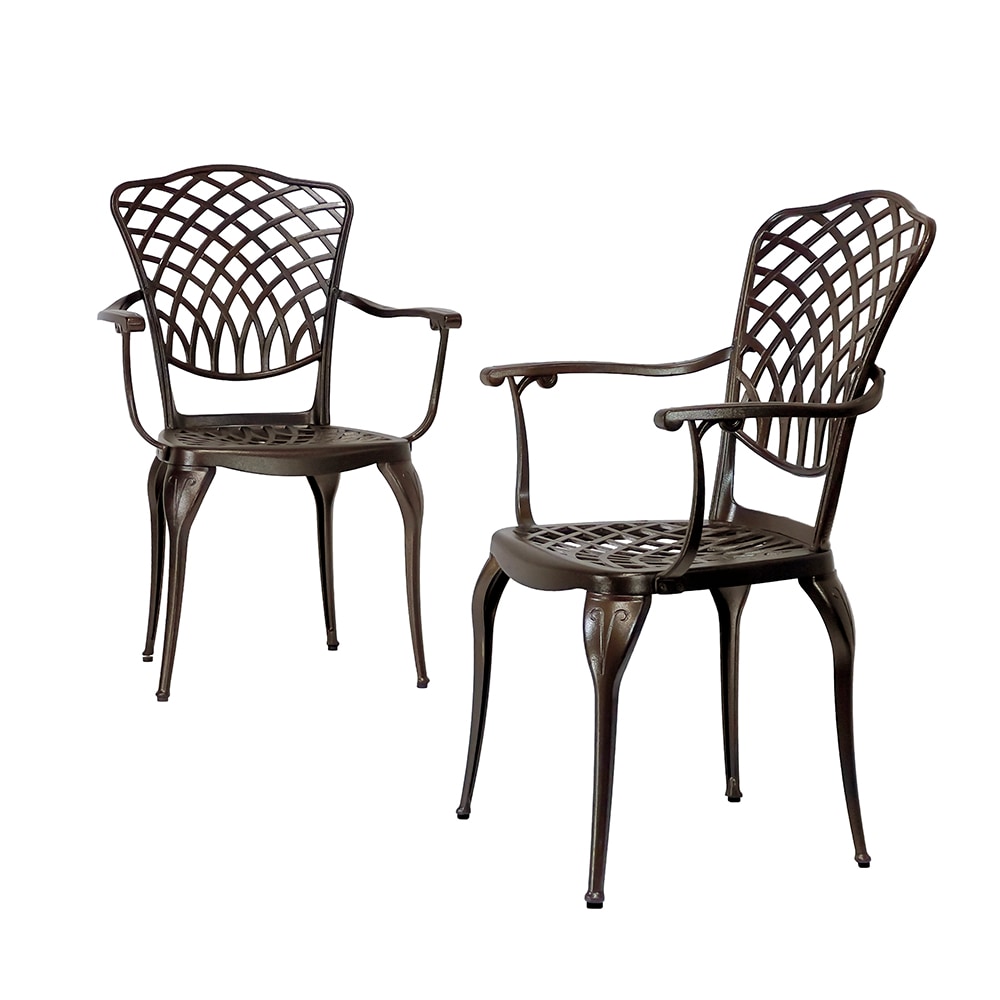 Kinger Home DTS-001CA Arden Set of 2 Bronze Aluminum Frame Stationary Dining Chair with Solid Seat