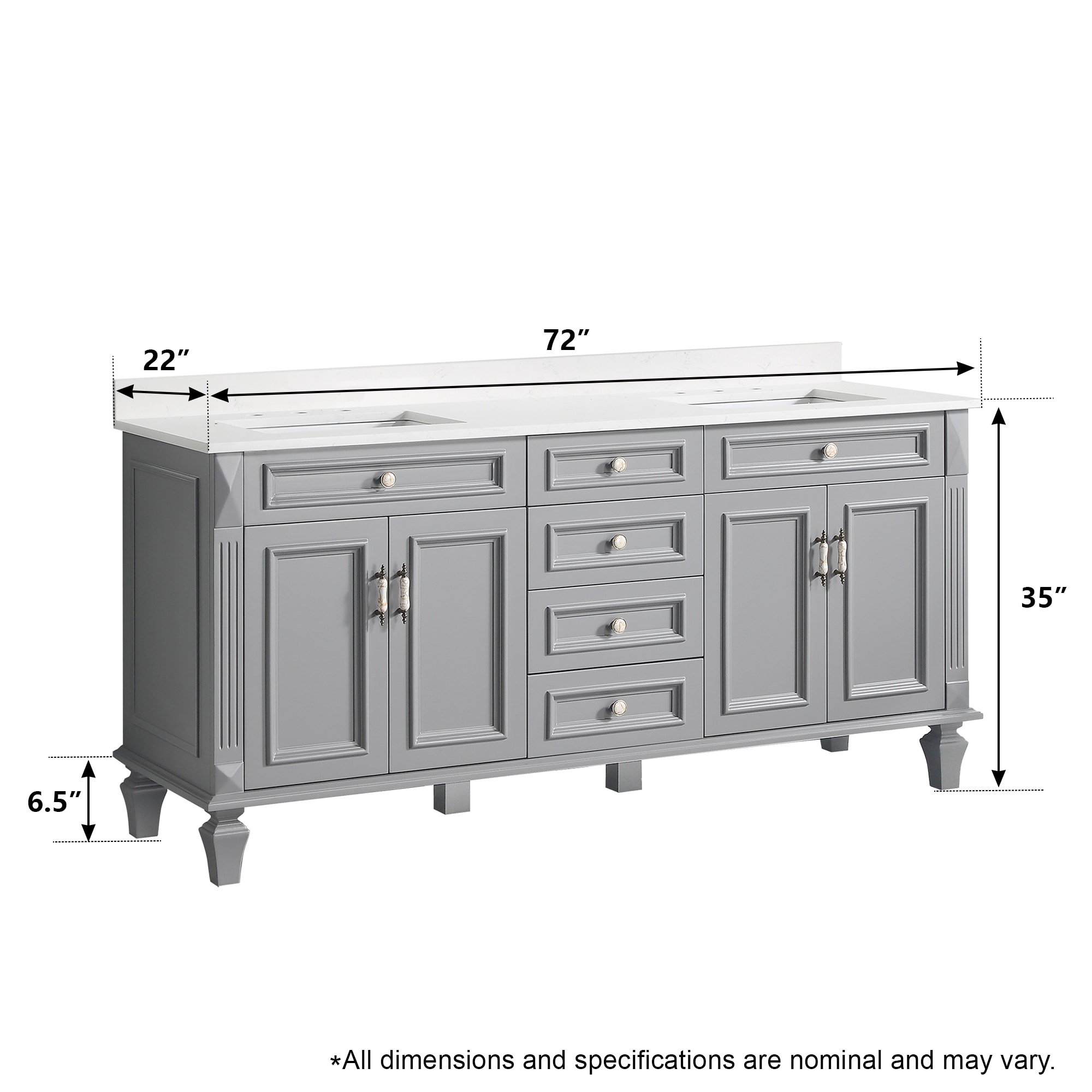 WELLFOR ARTWOOD72QZ-TG Bath-Vanity-Combo - View #10