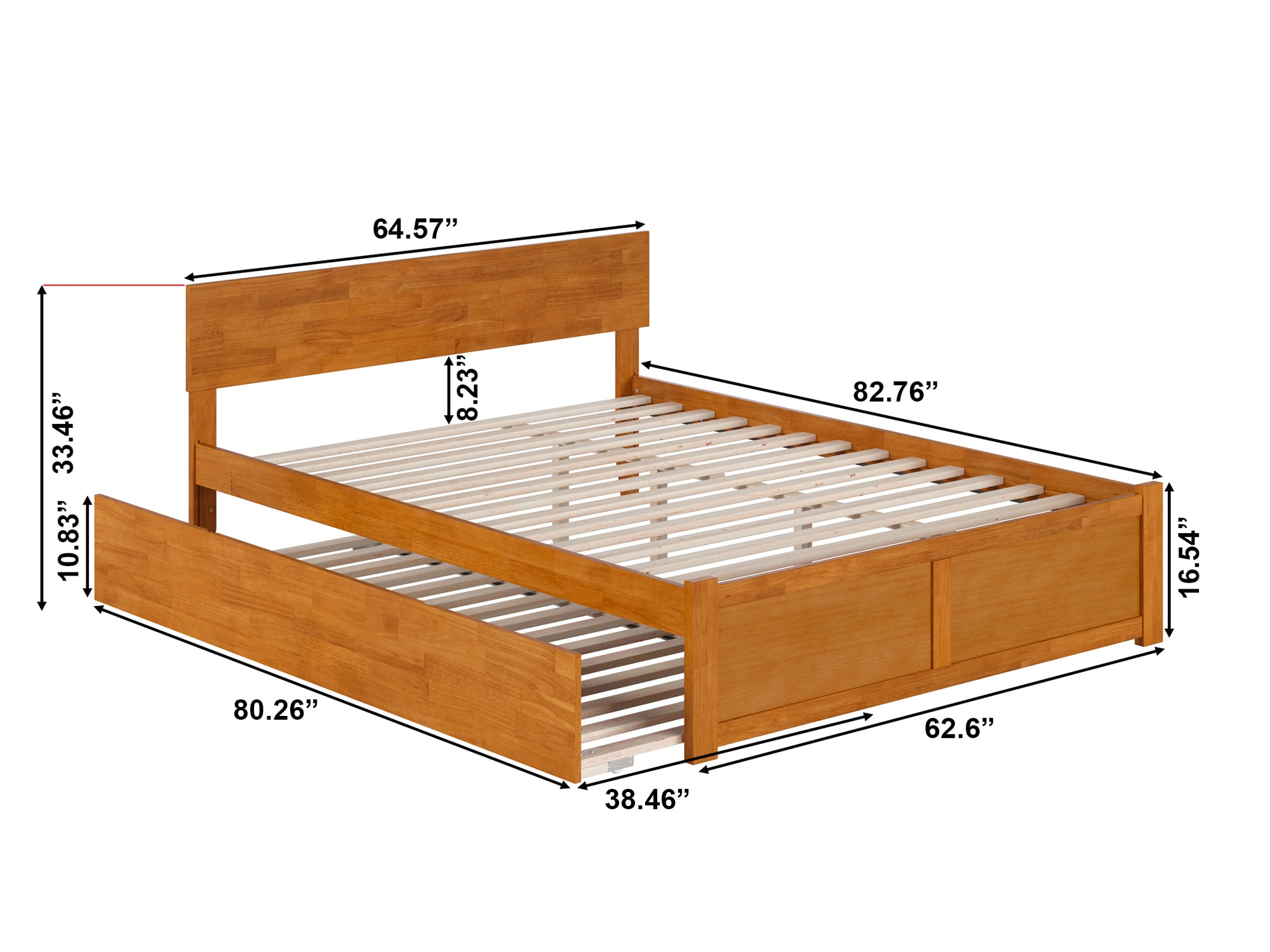 Light Brown Queen Wood Platform Bed with Storage Drawer