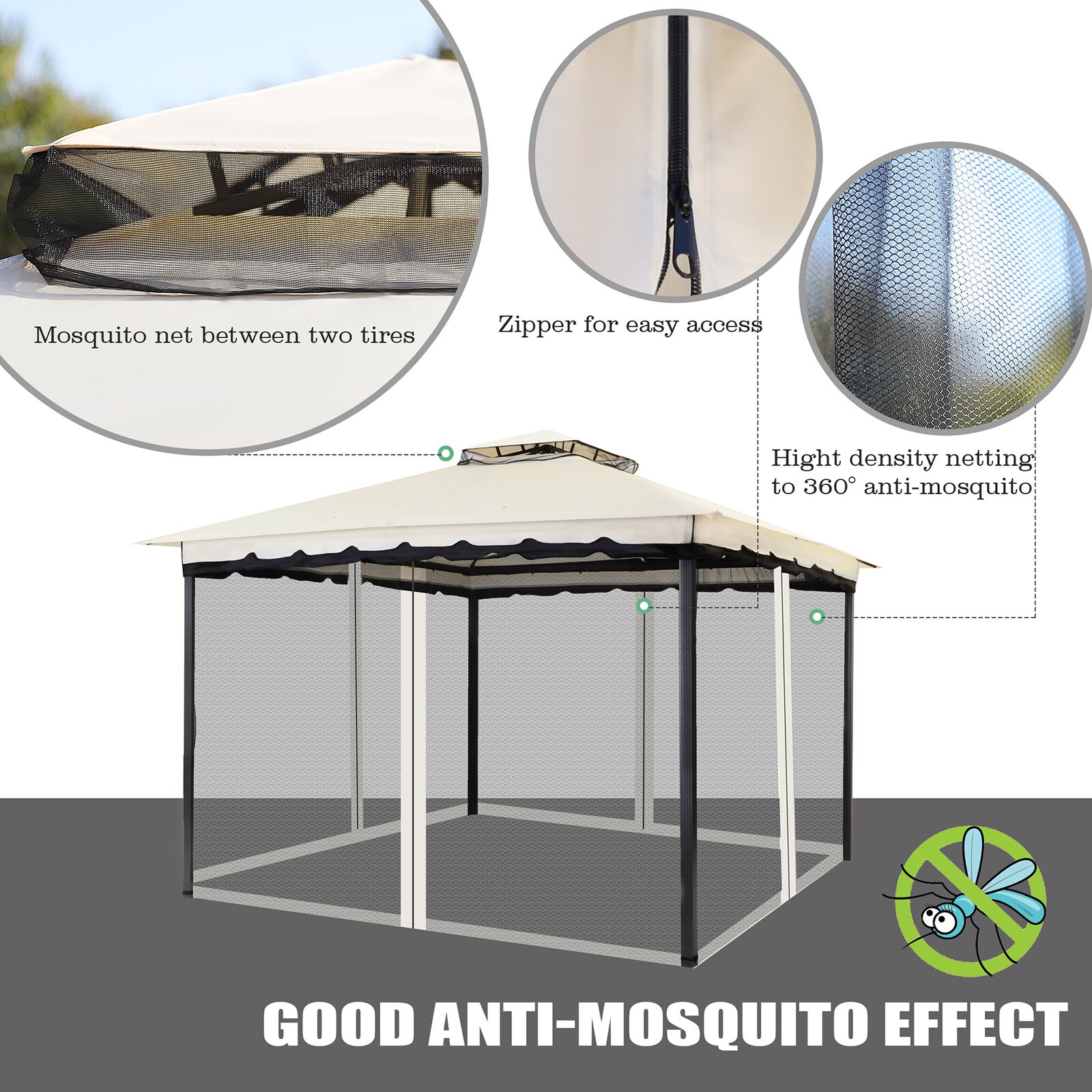 StarEcho ZP02-CREAM Wood-Resin-Gazebos - View #3
