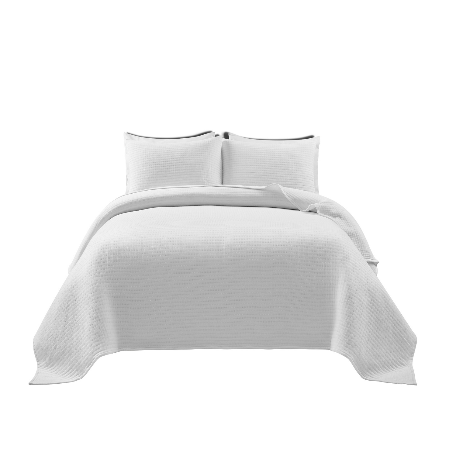 Off-White Cotton Reversible Full Quilt Set