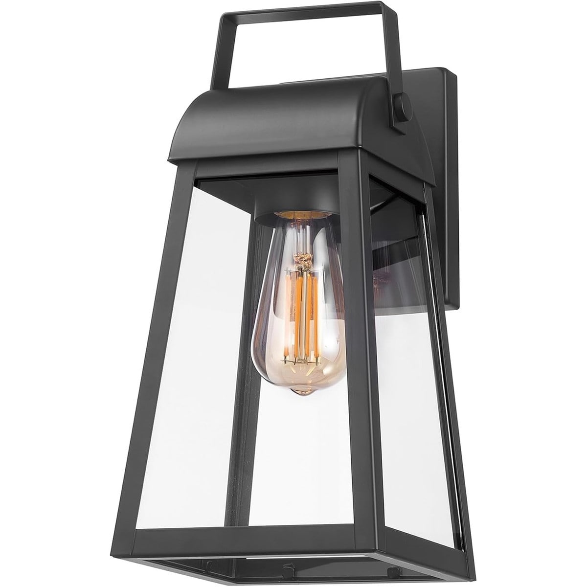 Slagawa  Matte Black Outdoor Wall Sconce with Clear Glass Shade 1-Light Farmhouse Porch Light for Patio Living Room and Apartment D cor