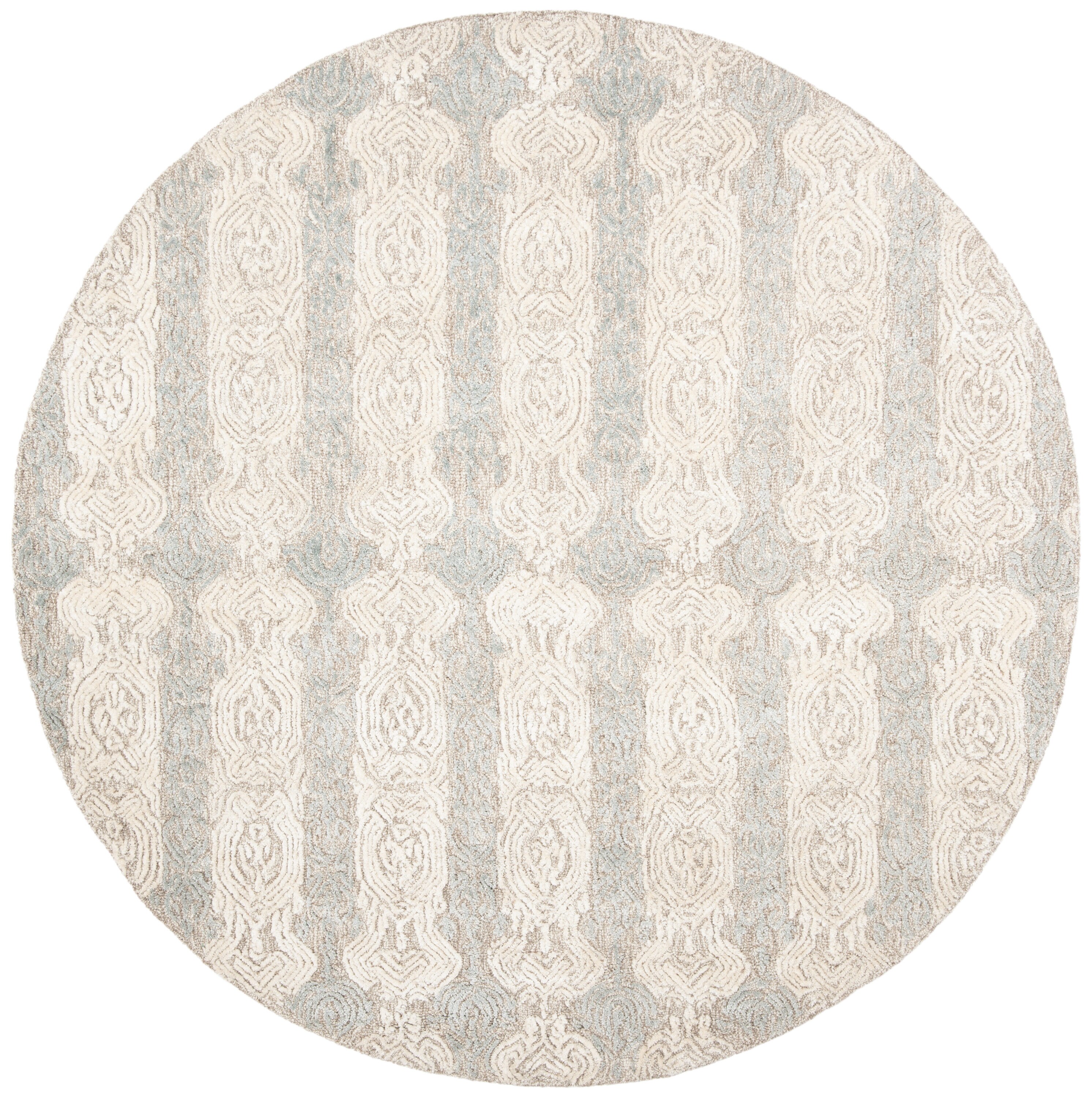 Safavieh Synthetic Gray/Ivory Round Indoor Abstract Area Rug in the ...