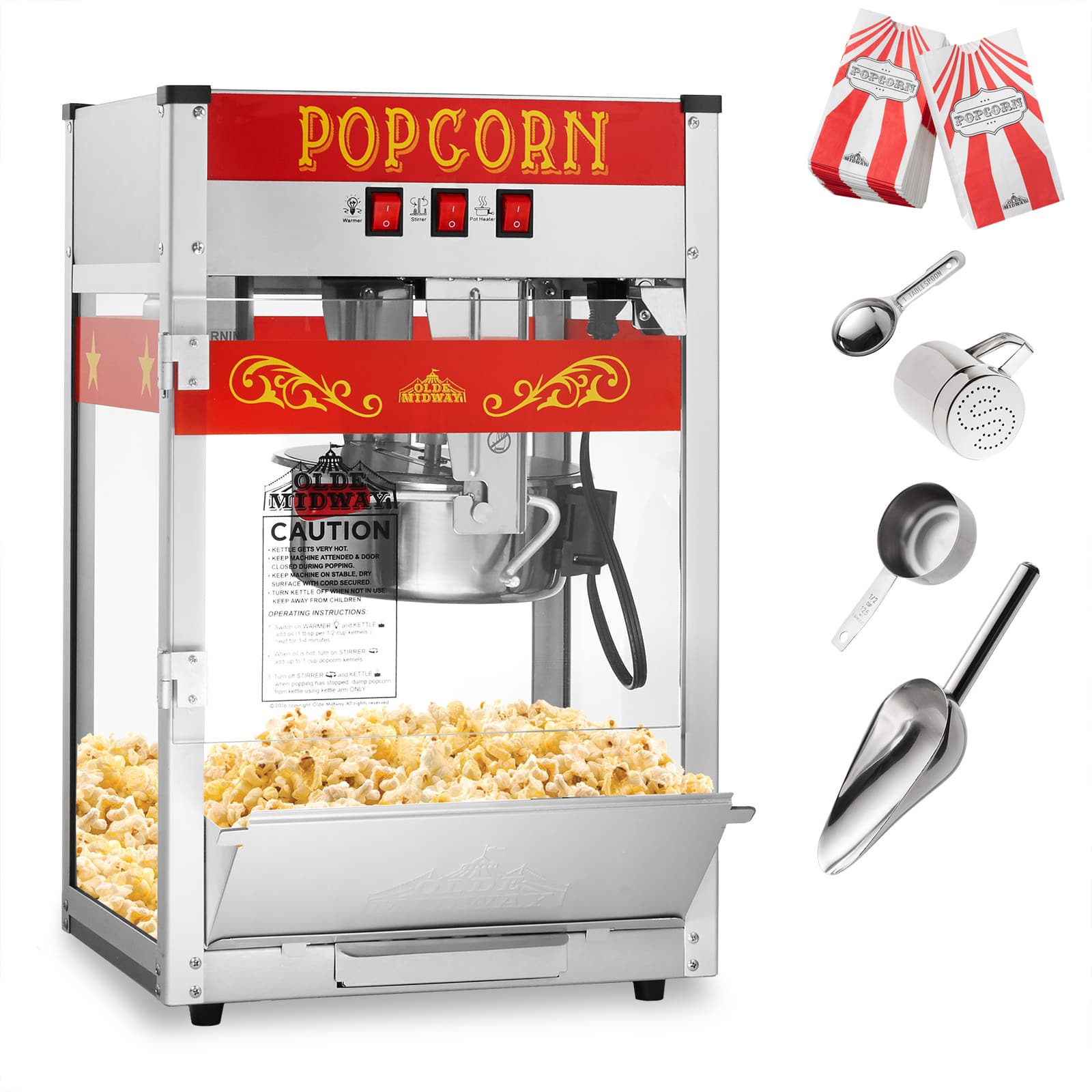 Olde Midway CON-POP-8-SS-RED Popcorn-Makers - View #2