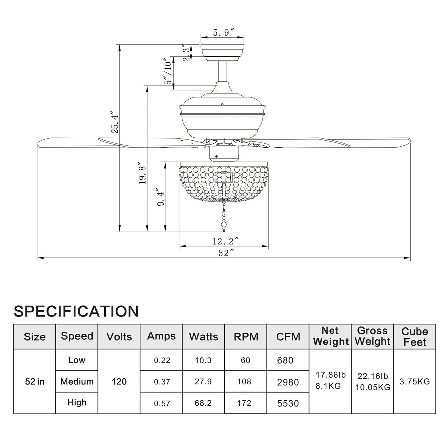 WELLFOR CHY-CF966USGD Ceiling-Fans - View #7