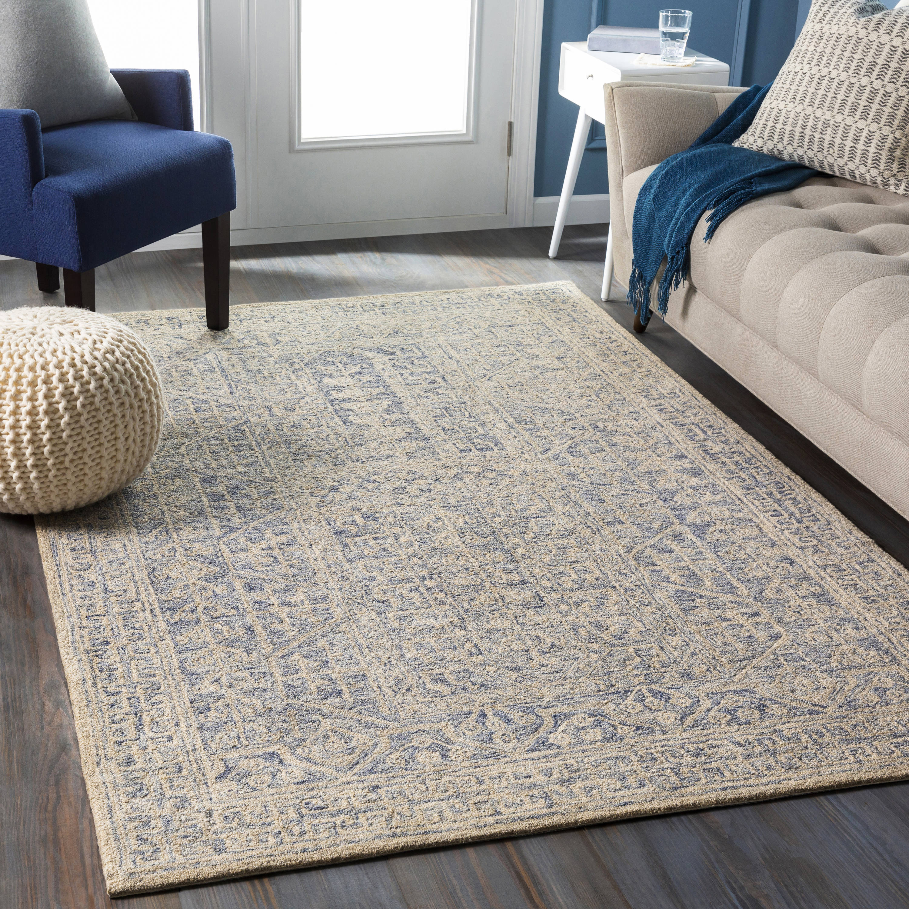 Livabliss 4 X 6 (ft) Wool Blue Indoor Medallion Oriental Area Rug In ...