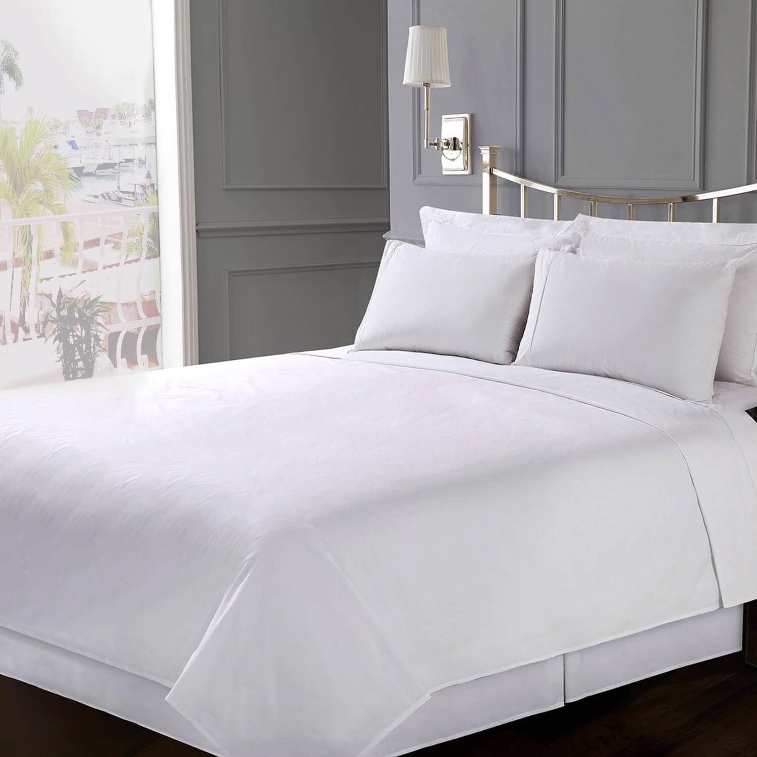 Fab Glass and Mirror Bed sheet Queen 200-Thread-Count Cotton White