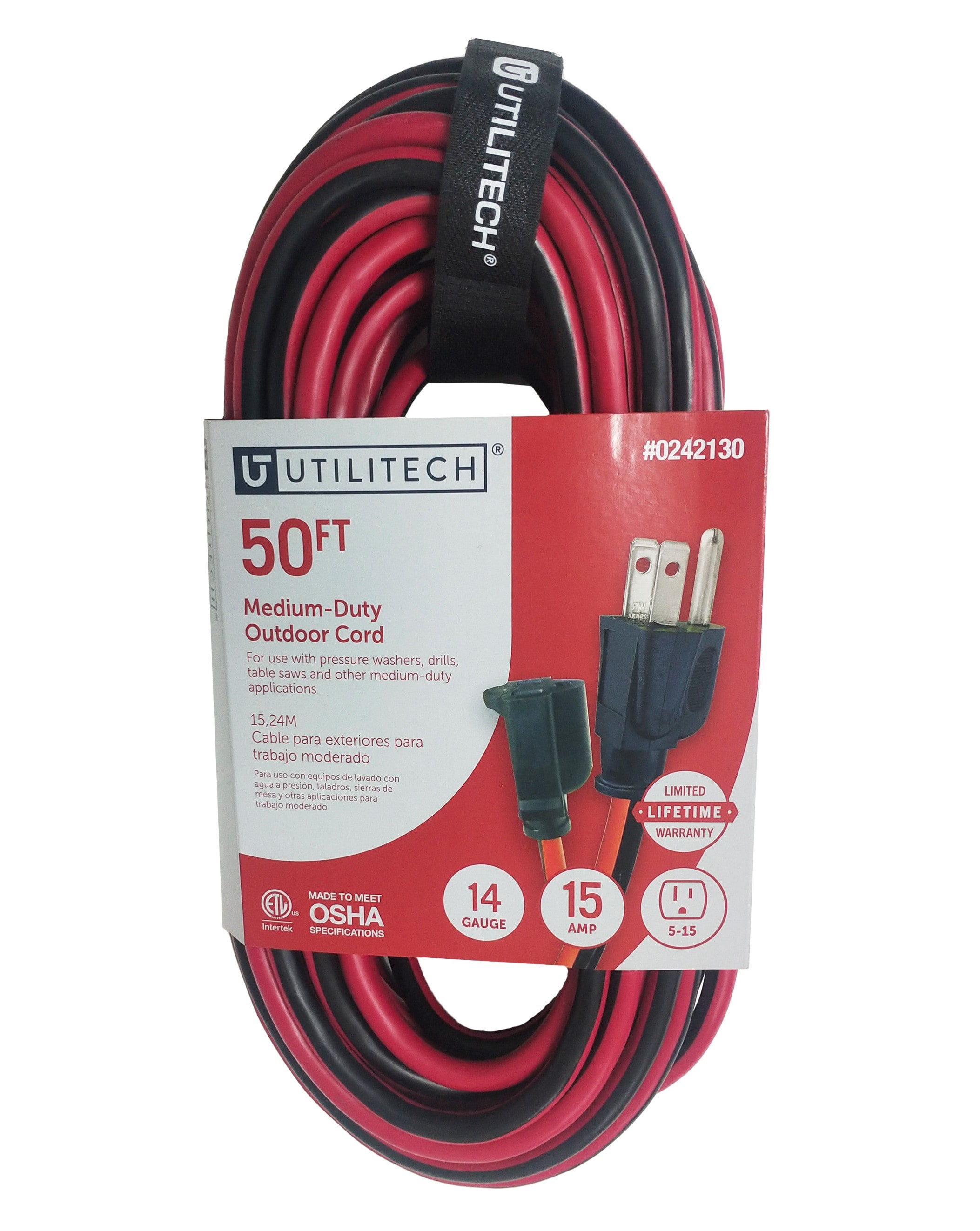 Utilitech 50-ft 14 / 3-Prong Outdoor Sjtw Medium Duty General Extension Cord  at