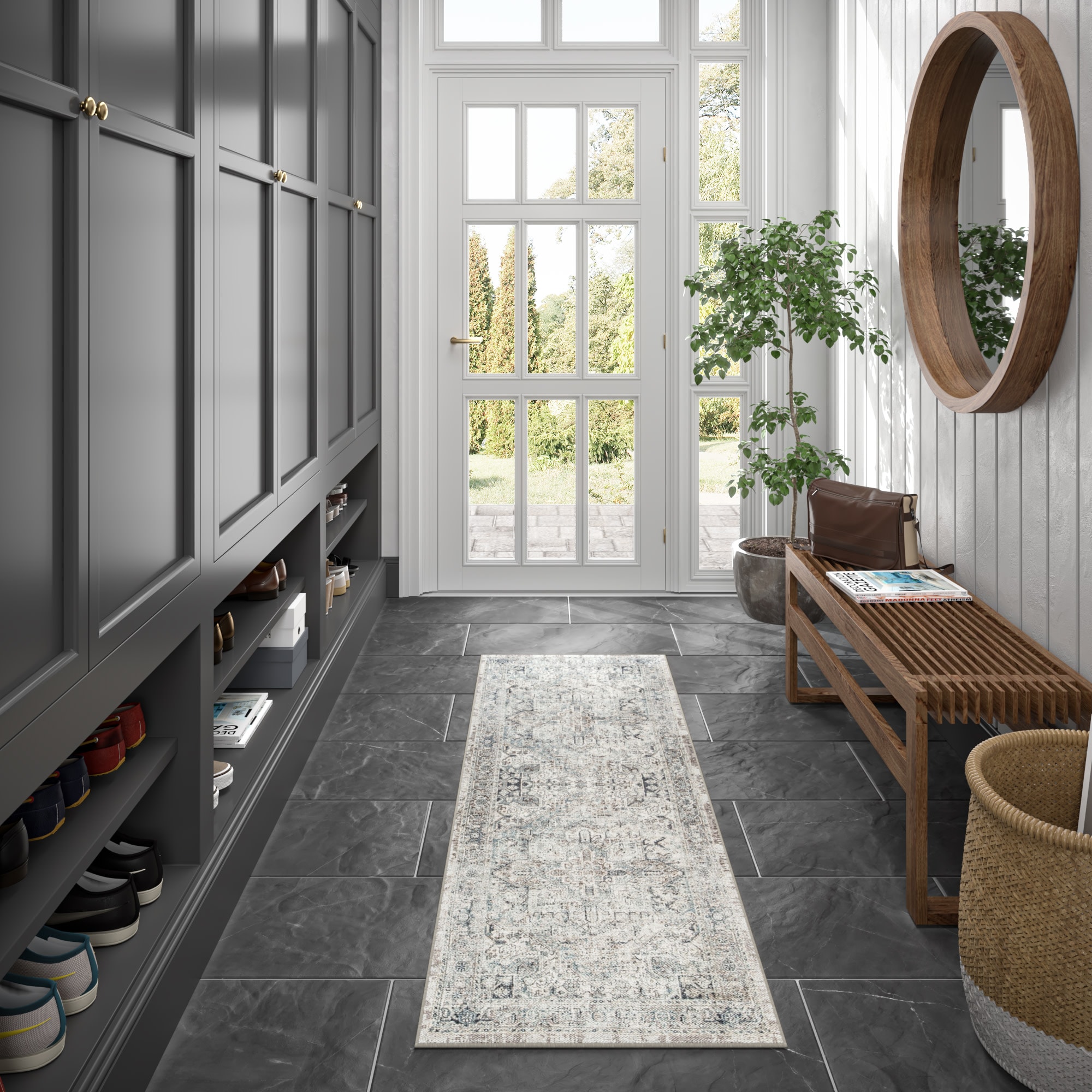 Tayse AQY1106 2X8 Antiquity 2 x 8 (ft) Loomed Polyester Blue Rectangular Indoor Machine washable Runner rug
