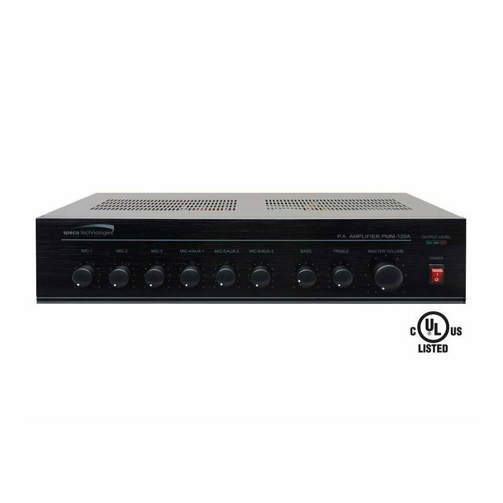  TCNCD277084 Speco PMM120A 120 -Watt PA Mixer Power Amplifier with 6 Inputs