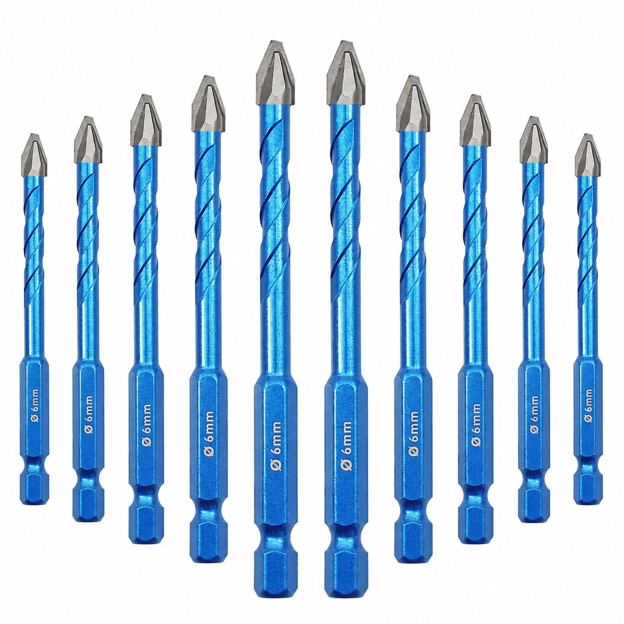 KIWDZFU  Eccentric Carbide Tipped Masonry Drill Bit Set 1 quarter inch 10 Pieces for Porcelain Ceramic Tiles Glass Hard Plastic Cement Granite