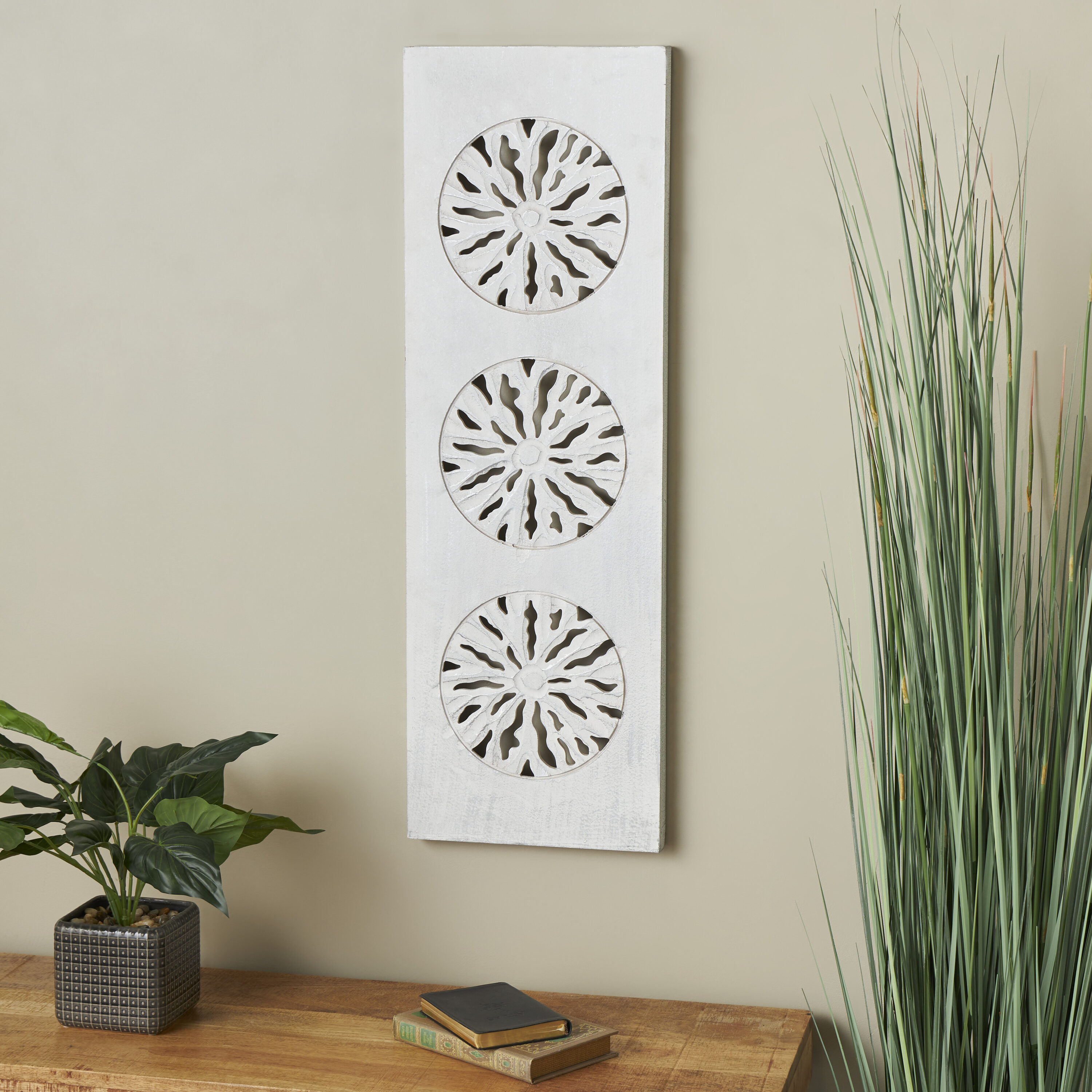 Grayson Lane 820583 11.8-Inches W x 35.7-Inches H Wood Floral Floral Wall sculpture