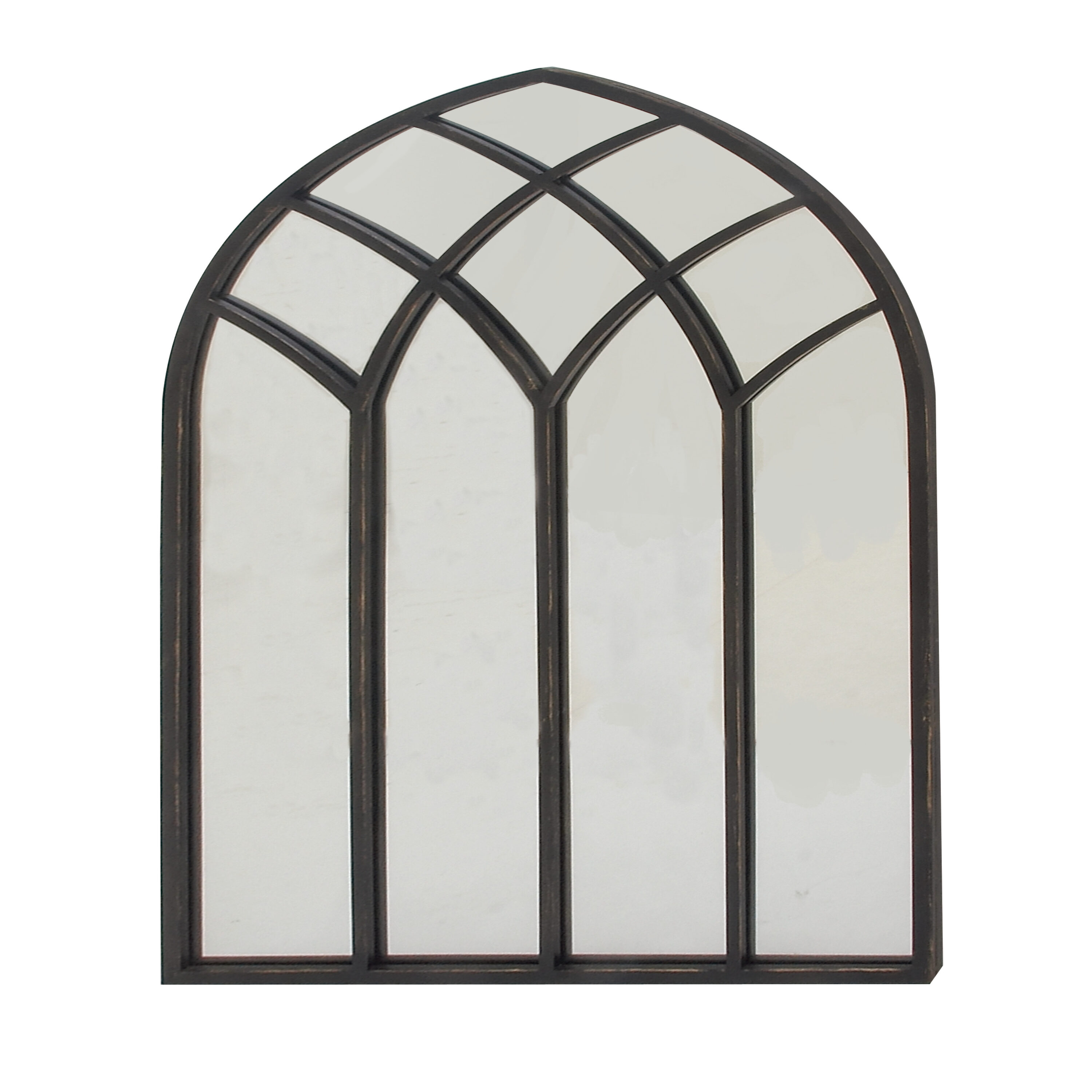 Black Arched Windowpane Full Length Wall Mirror