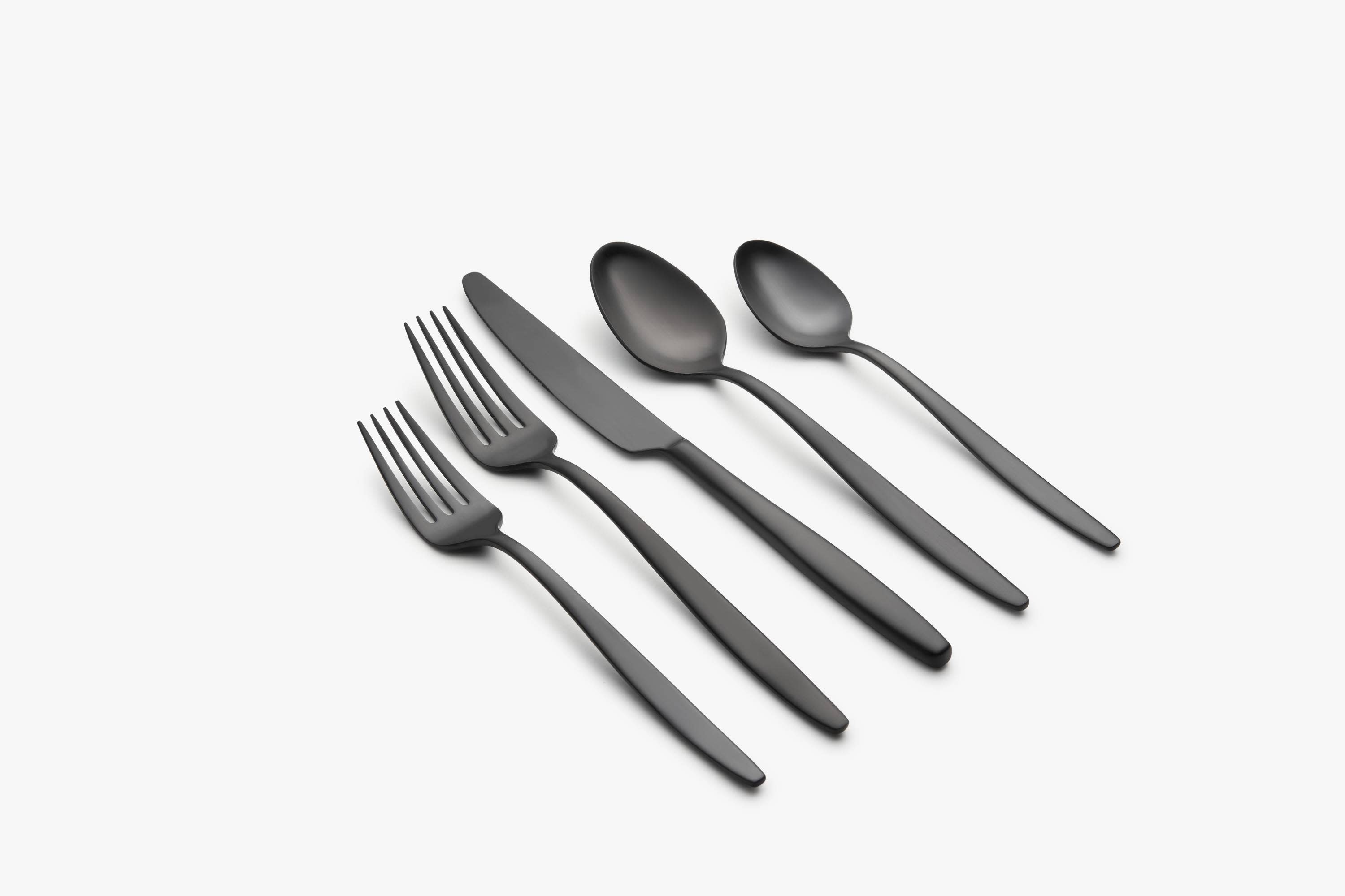 Cambridge Nylah Black 20-Pieces Brushed Modern Flatware in the Flatware ...