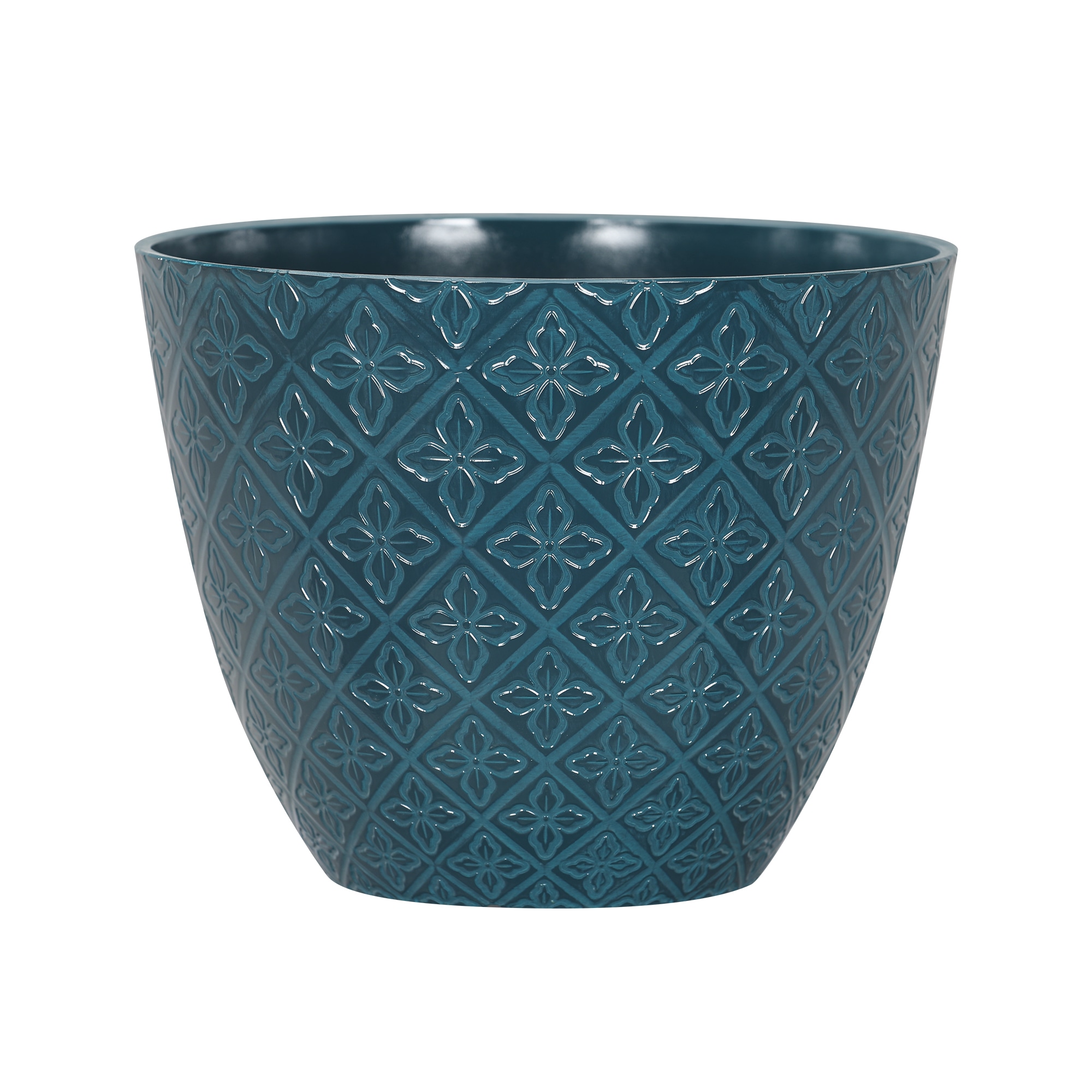 allen + roth PLD2112PTH 11.34-in W Medium Green Resin Contemporary/Modern Indoor/Outdoor Planter with Drainage Holes