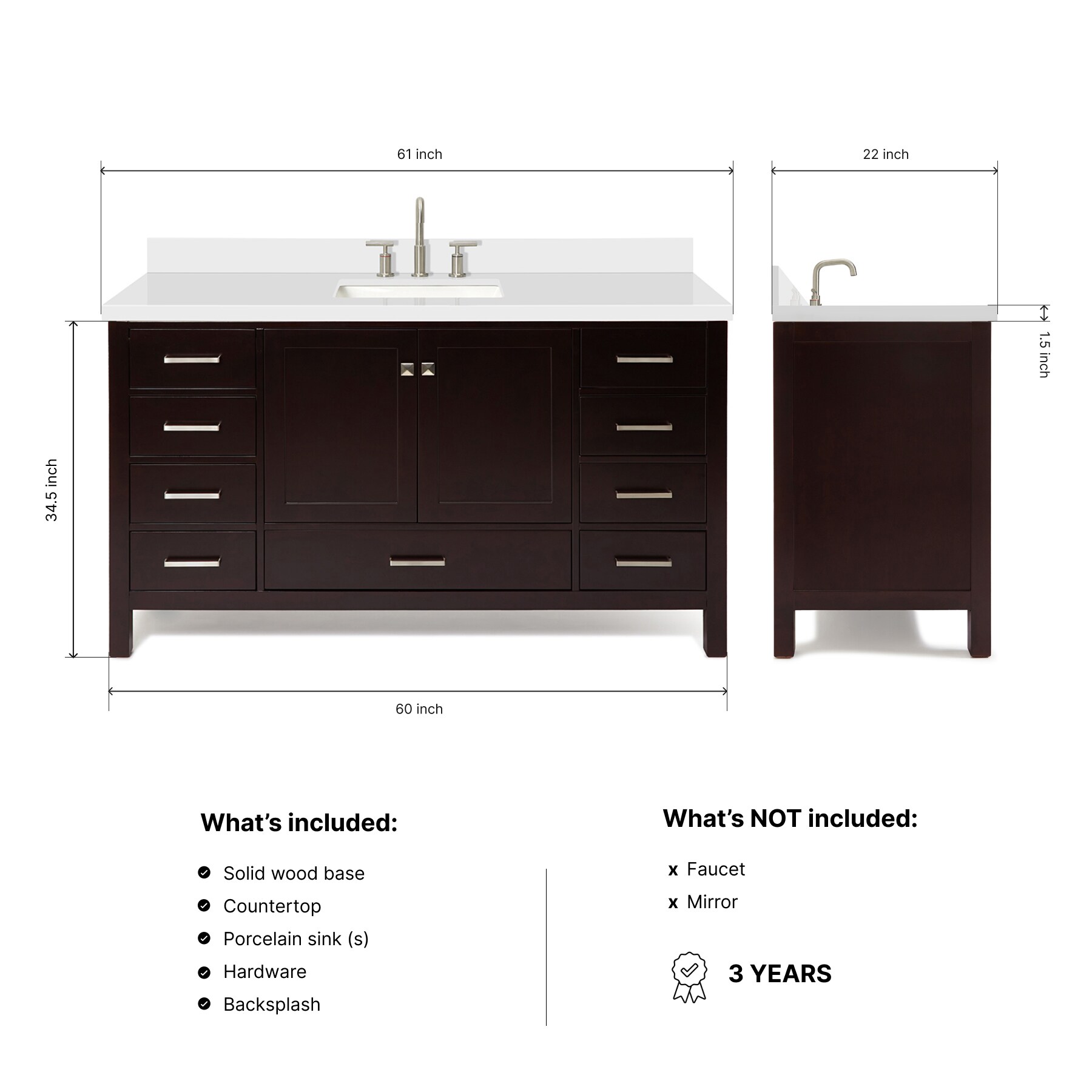 ARIEL A061SWQRVOESP Bath-Vanity-Combo - View #3