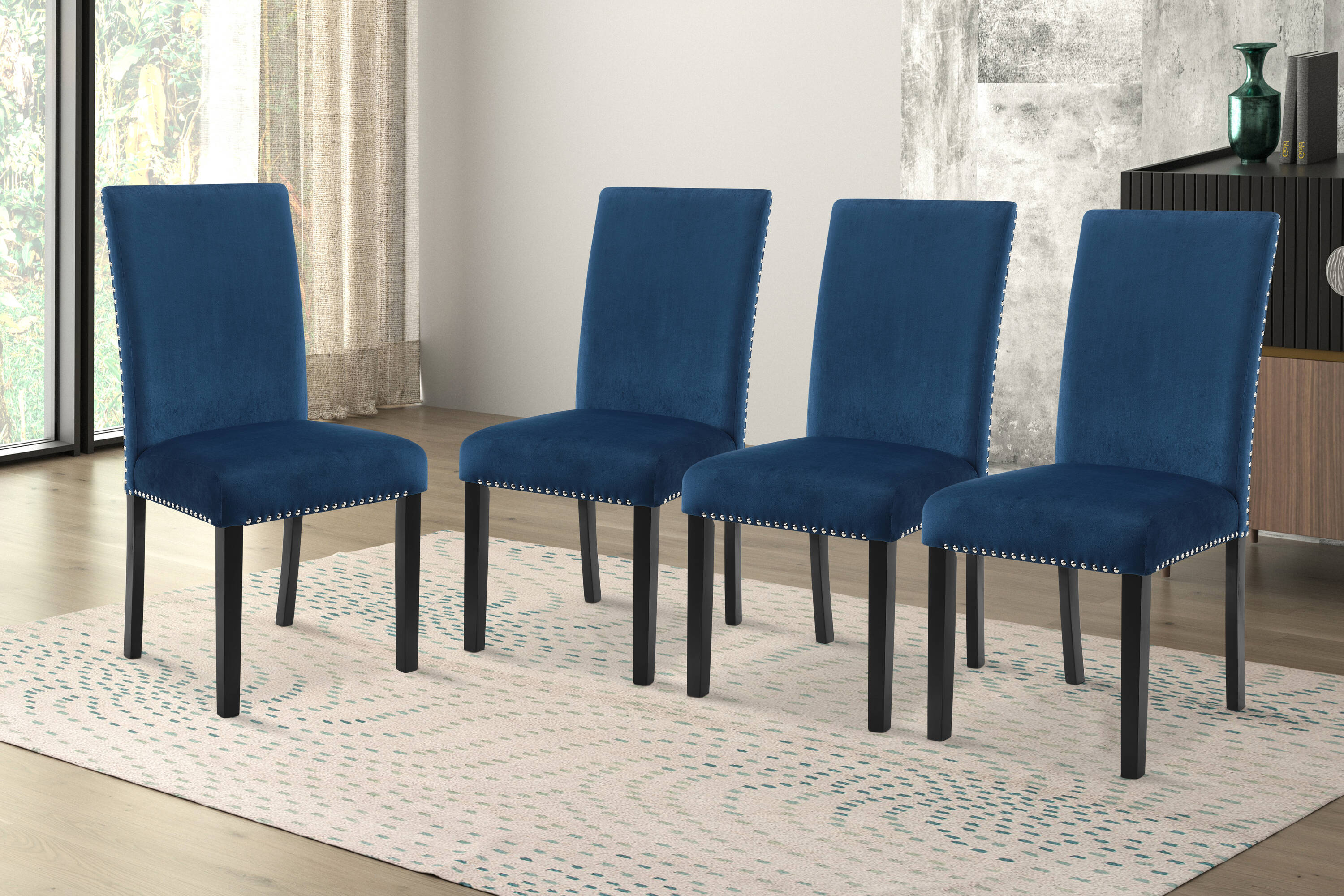 New Classic Furniture EC-S-40-D400-4CB2 Set of 4 Celeste Contemporary/Modern Polyester Upholstered Dining Side Chair (Wood Frame)