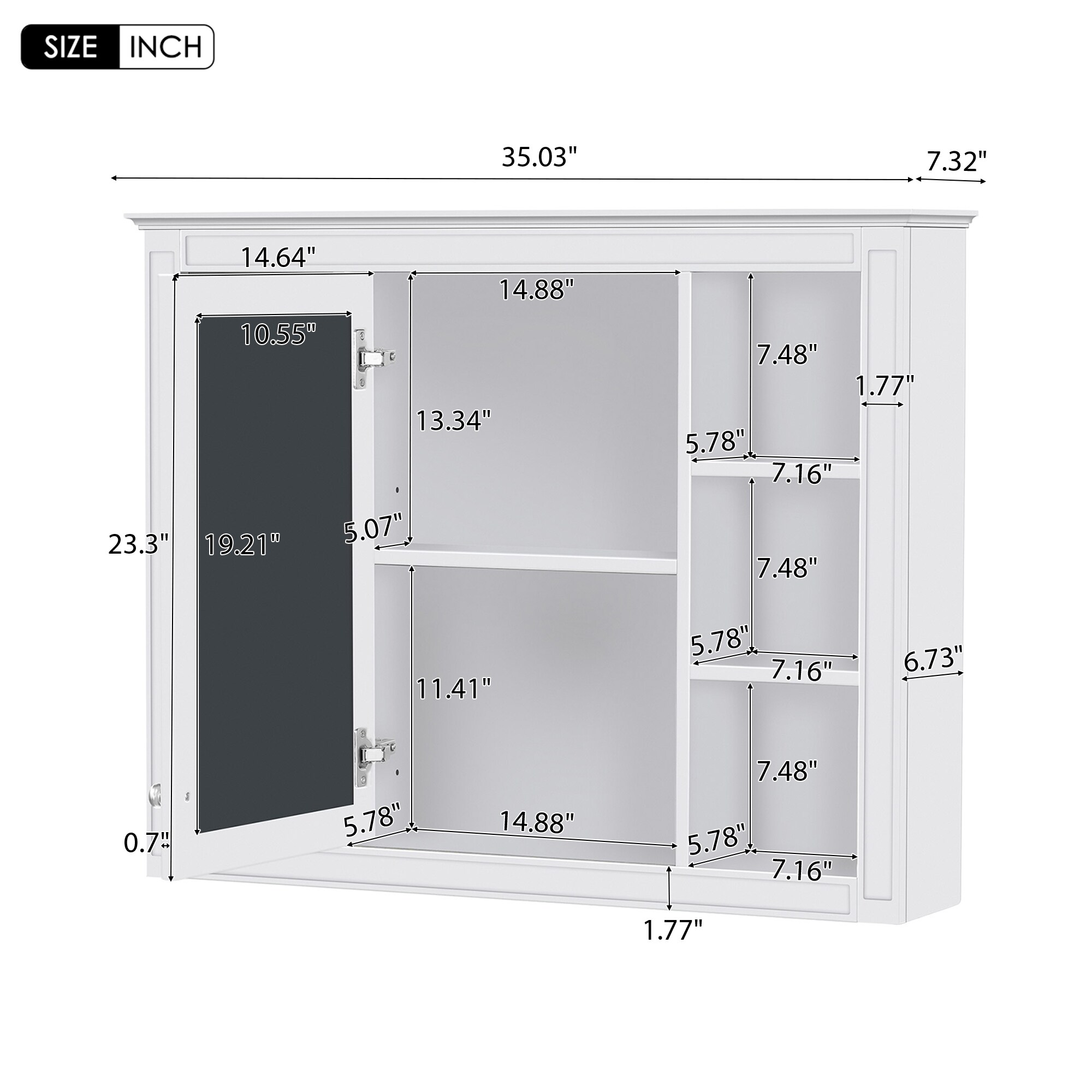 WELLFOR MRD Medicine Cabinet 35-in x 27.5-in Surface Mount White ...