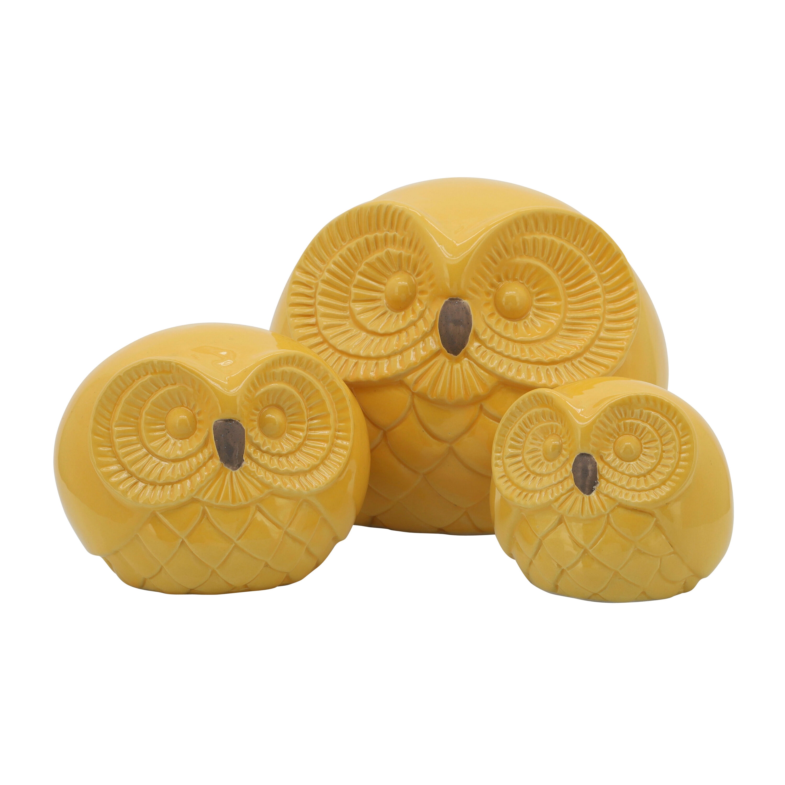 Sagebrook Home 16402-01 Yellow Ceramic Modern Figurine