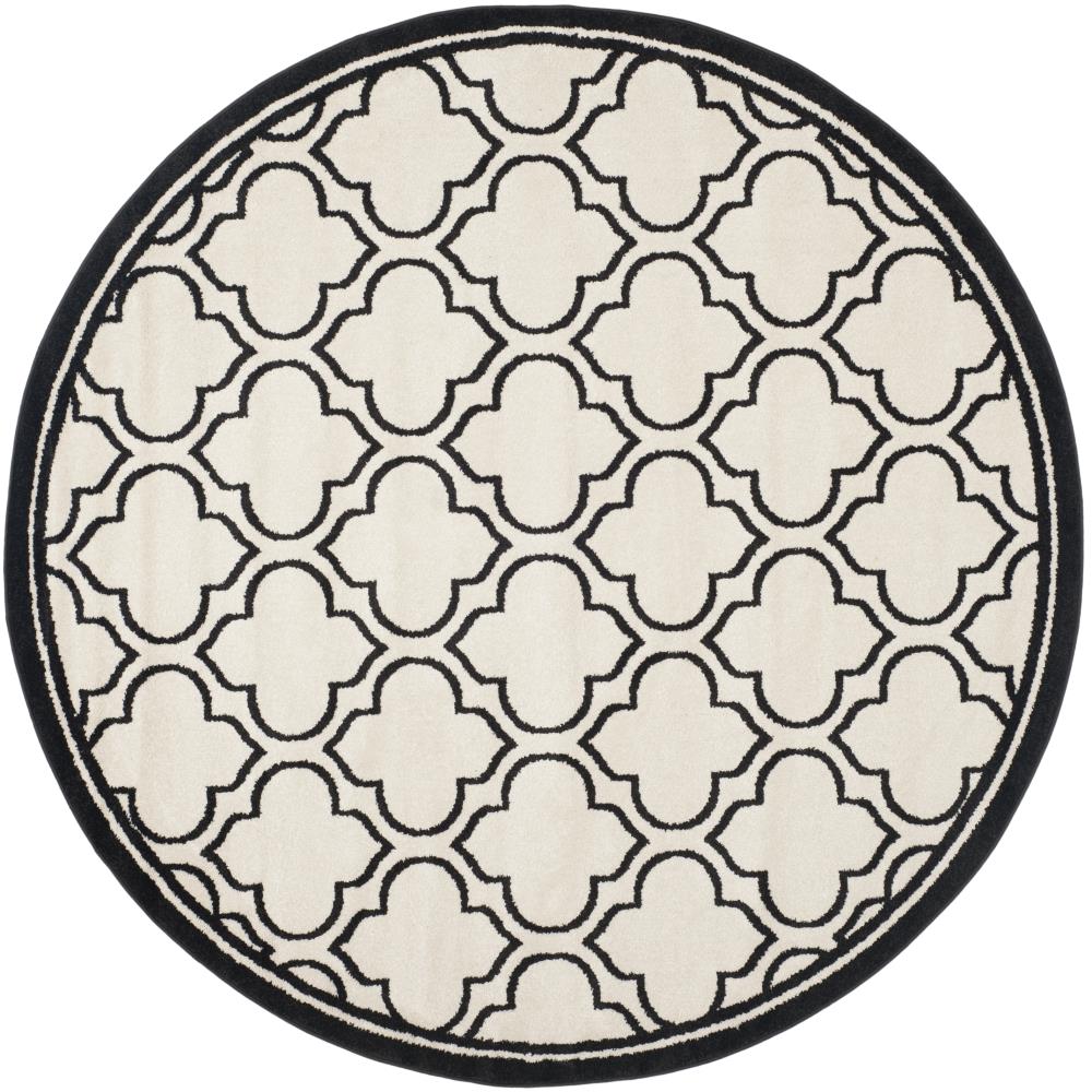 Safavieh AMT412D-7R Moroccan 7 x 7 (ft) Loomed Polypropylene Ivory/Anthracite Round Indoor/Outdoor Trellis Area rug