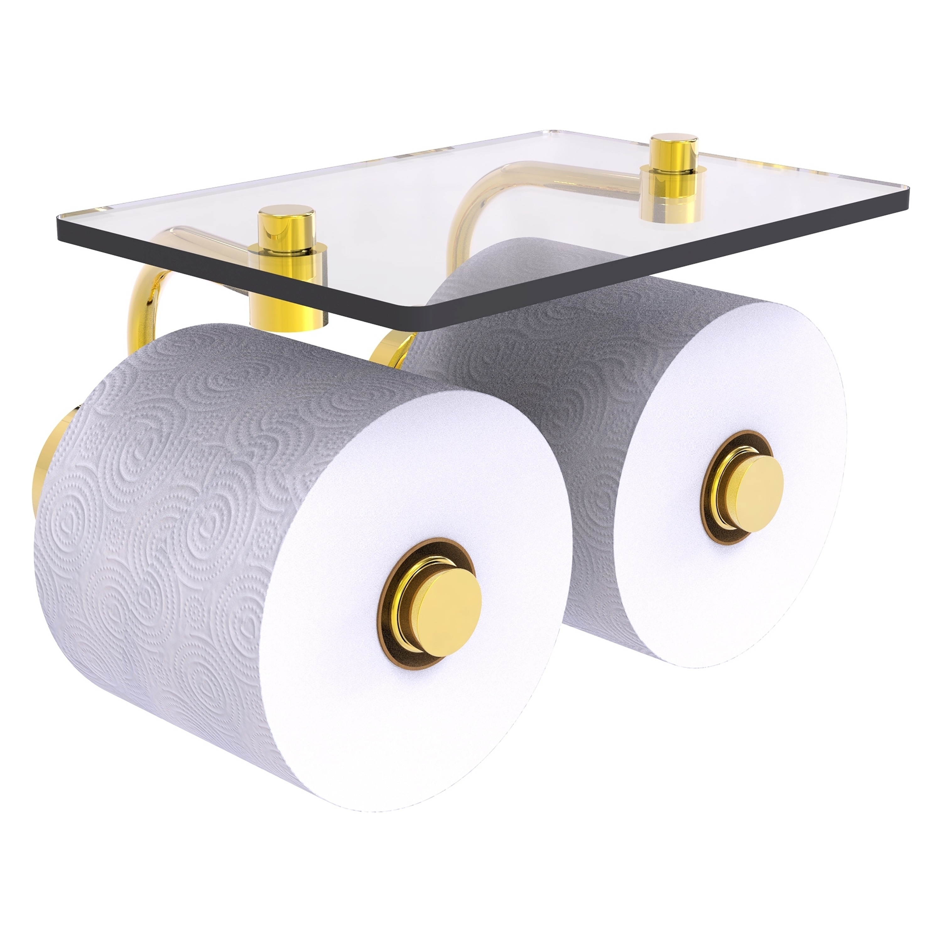 Allied Brass WP-24-2S-PB Waverly Place Polished Brass Wall mount Double post Toilet Paper Holder 2 -Rolls