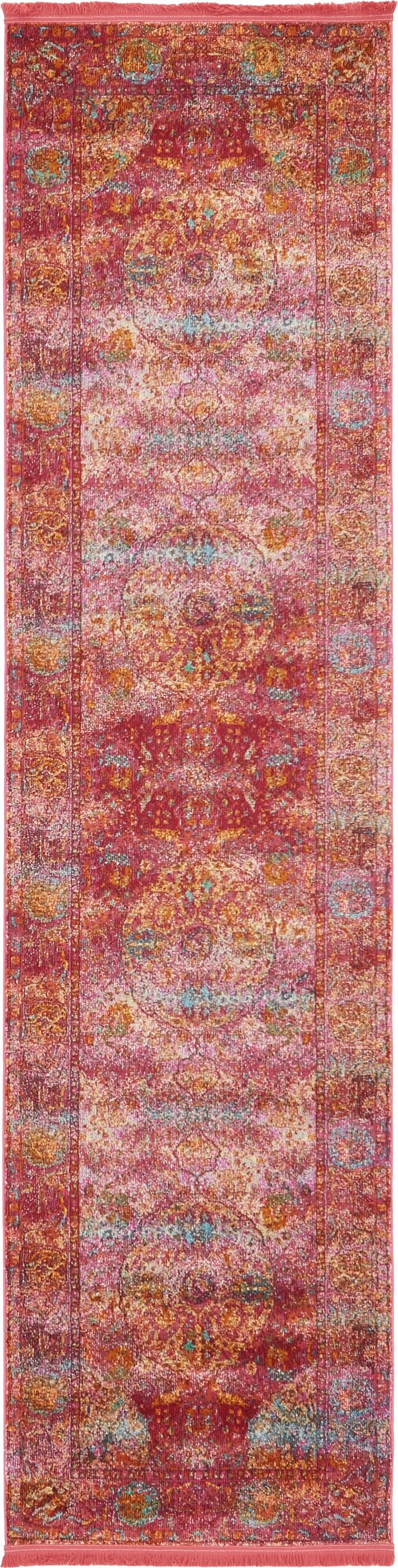 Unique Loom 3140258 Rumba Baracoa 3 x 10 (ft) Loomed Polypropylene Red/Pink Rectangular Indoor Medallion Bohemian/Eclectic Runner rug