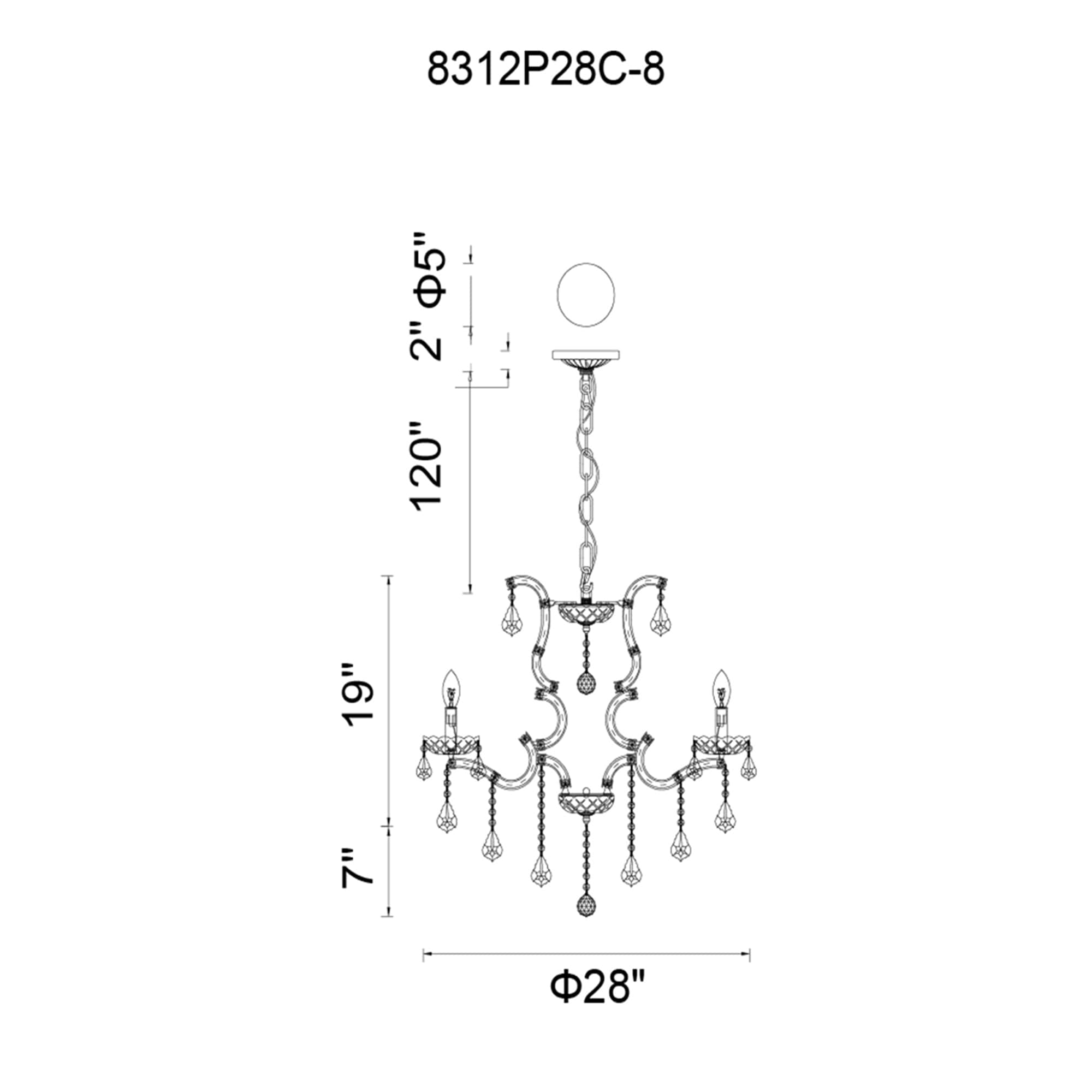 CWI Lighting 8312P28C-8 (CLEAR) b090015 - View #6