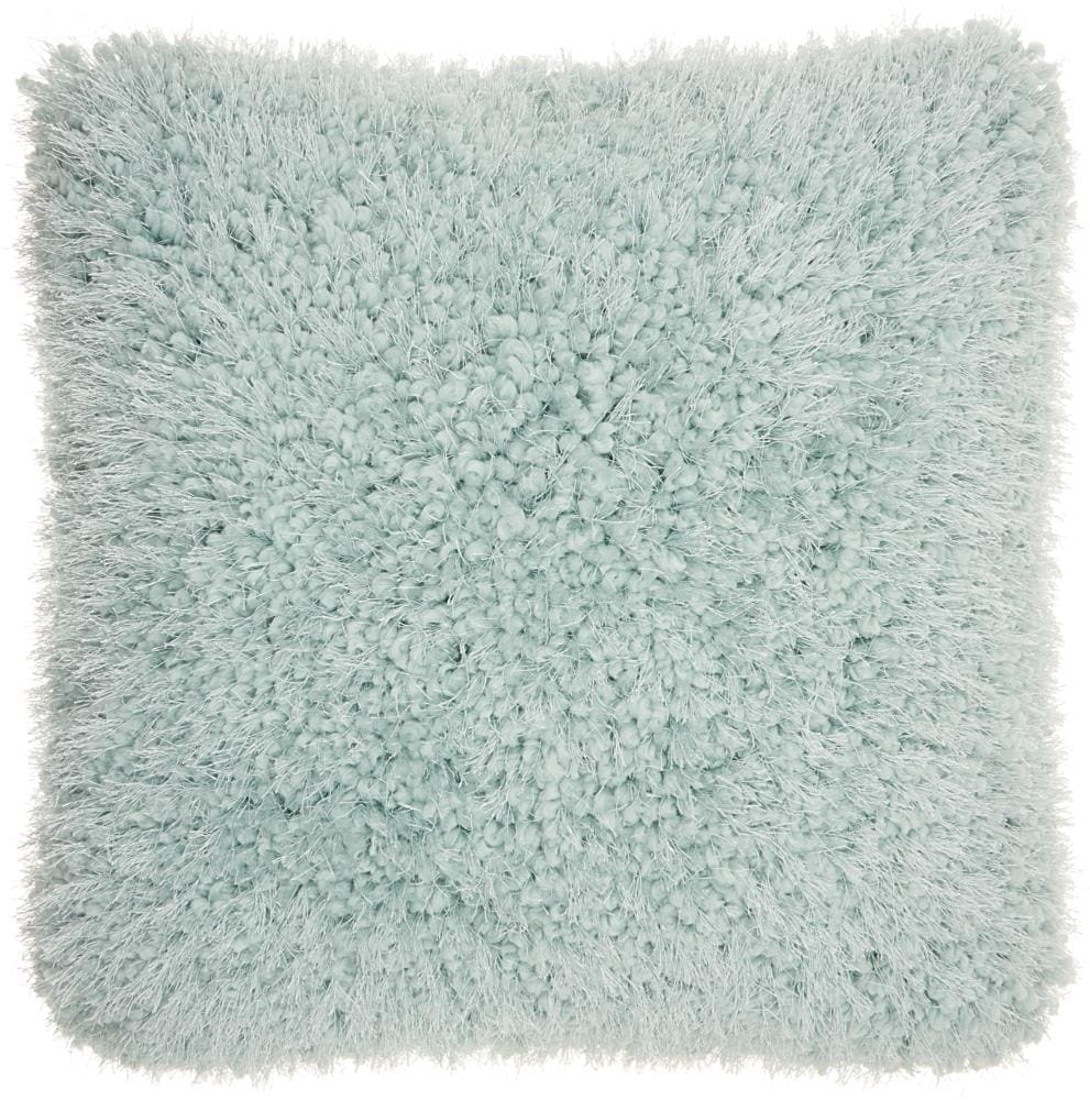 Mina Victory 798019046835 Shag 20-in x 20-in Celadon Square Indoor Decorative Pillow