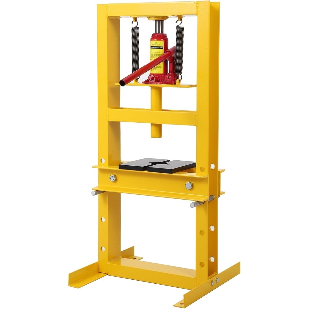 GAOMON Hydraulic Shop Press 6 Ton H Frame Garage Press with Adjustable Table Height Press Plates for Bearings and Gears Yellow
