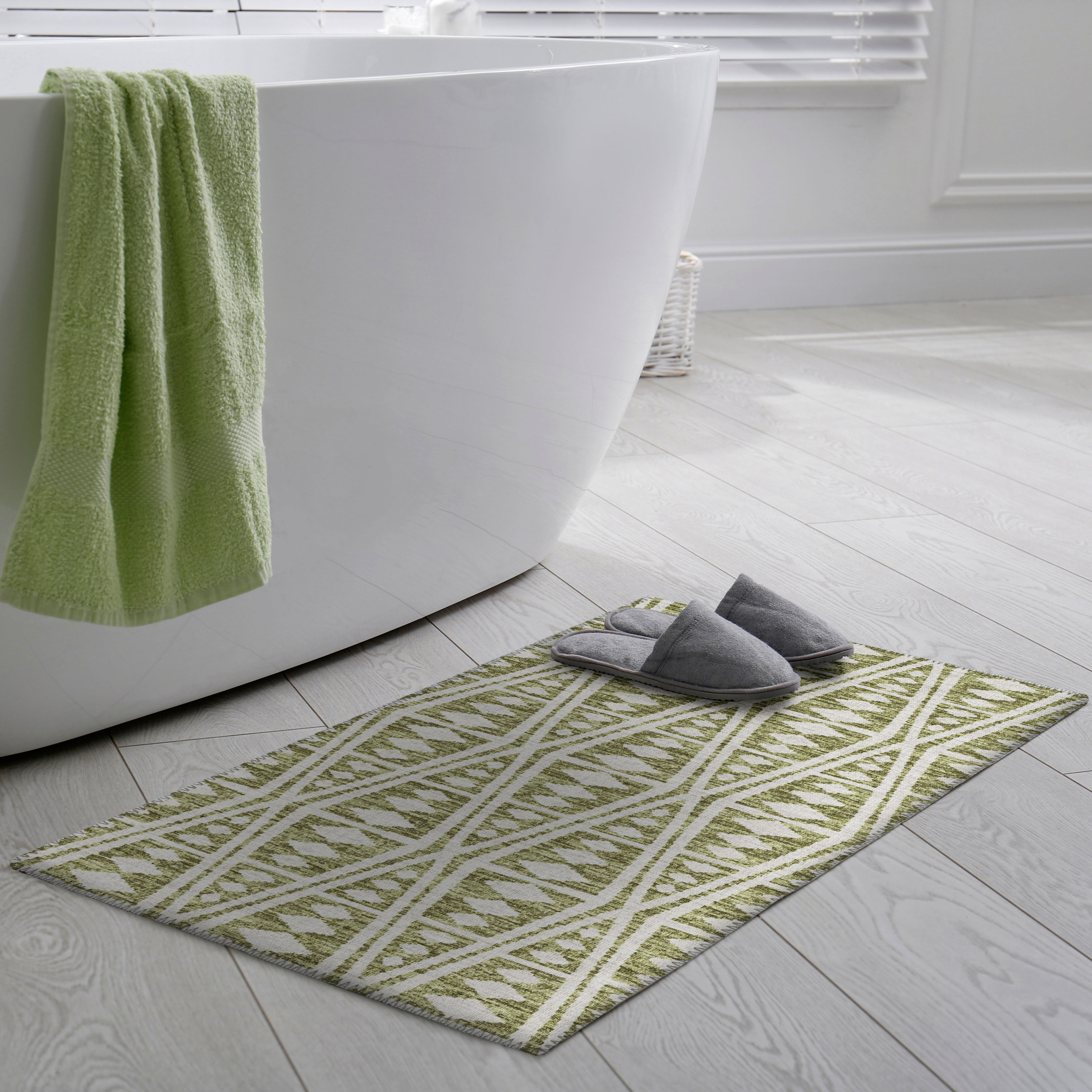Addison Rugs Indoor/ Outdoor Addison Yuma Southwest Tribal WashableArea Rug 1'8" x 2'6" - Olive