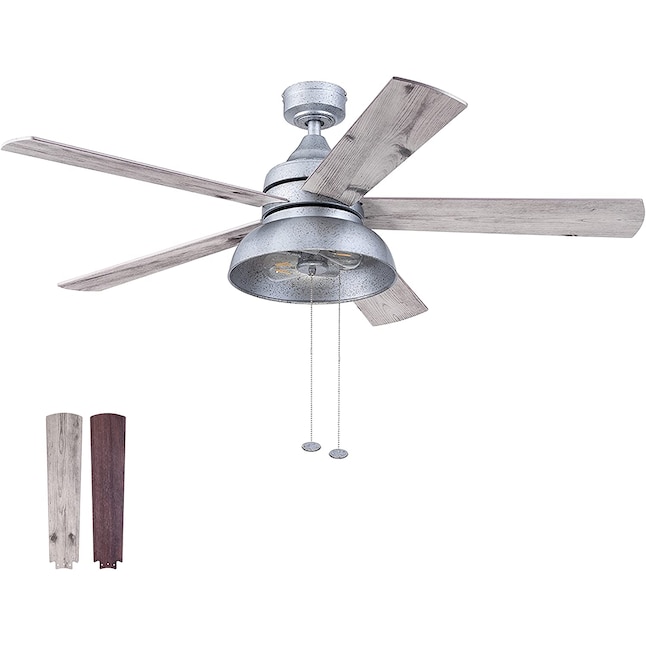Prominence Home Brightondale 52 In Galvanized Indoor Outdoor Ceiling Fan With Light 5 Blade The Fans Department At Lowes Com
