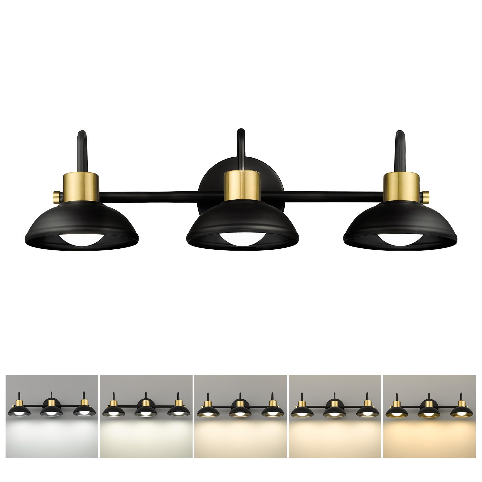 LTMATE LS5HJF88B3WLEDBK+BG JAZAVA 23-in 3 -Light Matte Black Integrated LED Industrial Vanity light