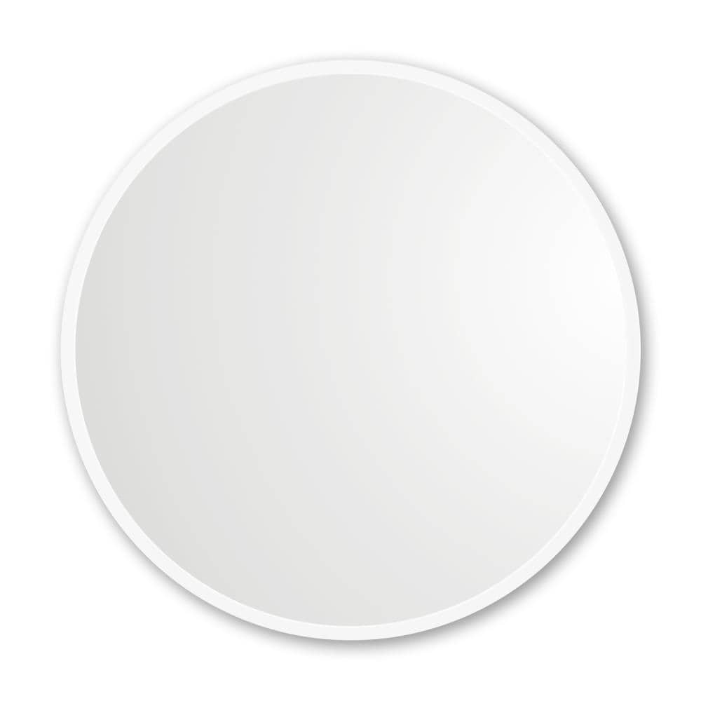Better Bevel 30-in W x 30-in H White Round Framed Bathroom Vanity Mirror