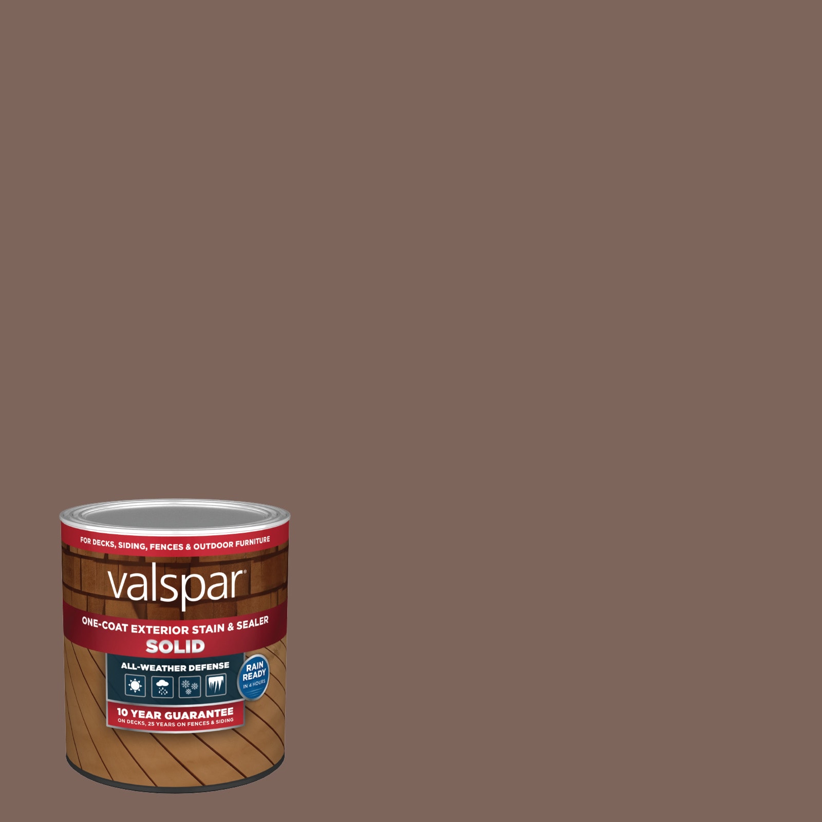 Valspar 2005-9B-1028090 Zanzibar Spice Solid Exterior Wood Stain and Sealer in One ( 1-quart )