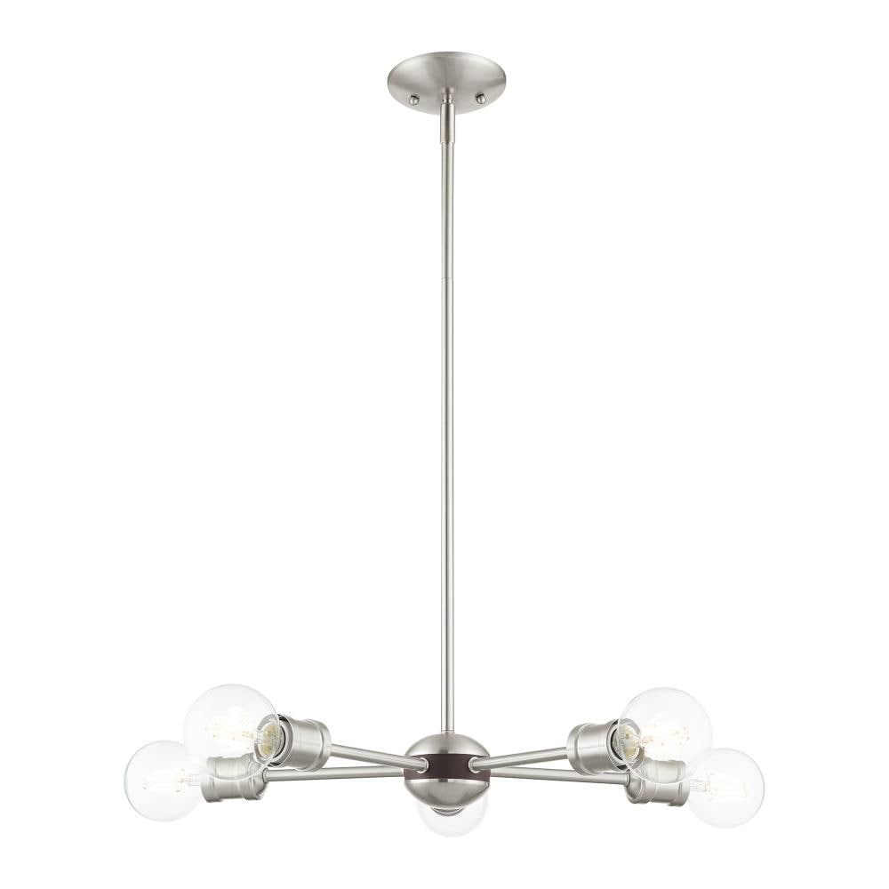 Livex Lighting 46135-91 Lansdale 5 -Light Brushed Nickel Industrial For Use in Bathrooms, Bedrooms, Dining Rooms, Foyers, Kitchens, Living Rooms Chandelier