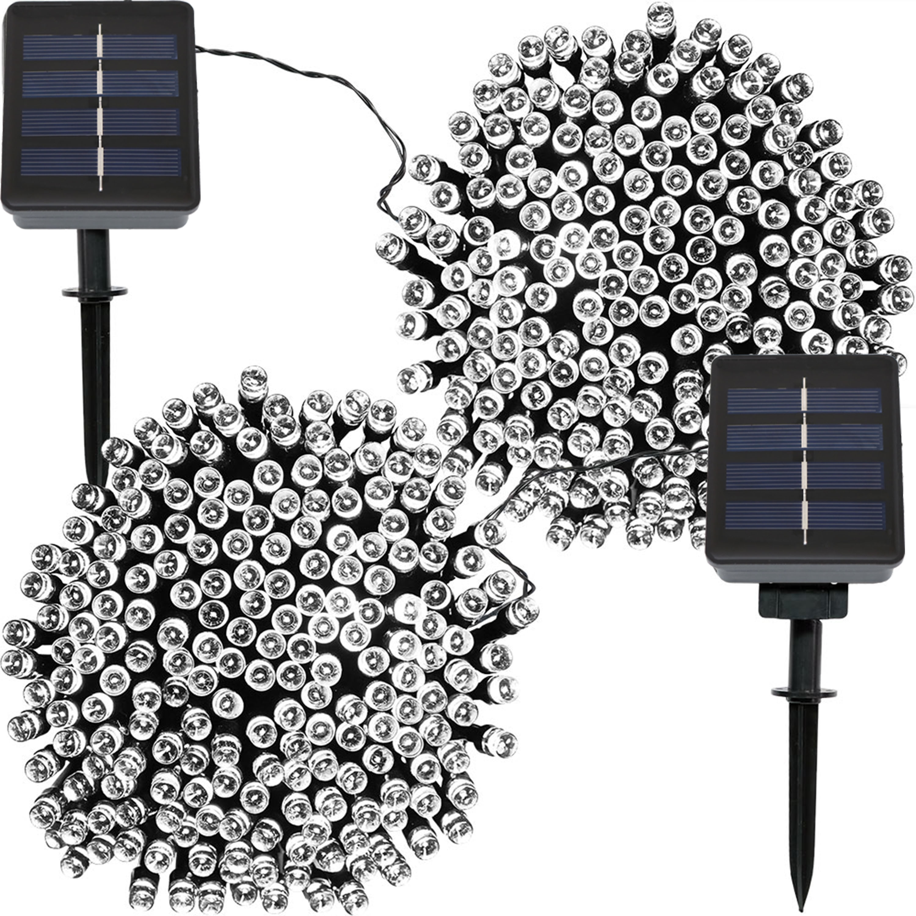 White Sunnydaze Set of 2 68 Foot 200-Count Solar Powered String Lights Outdoor Decorative 