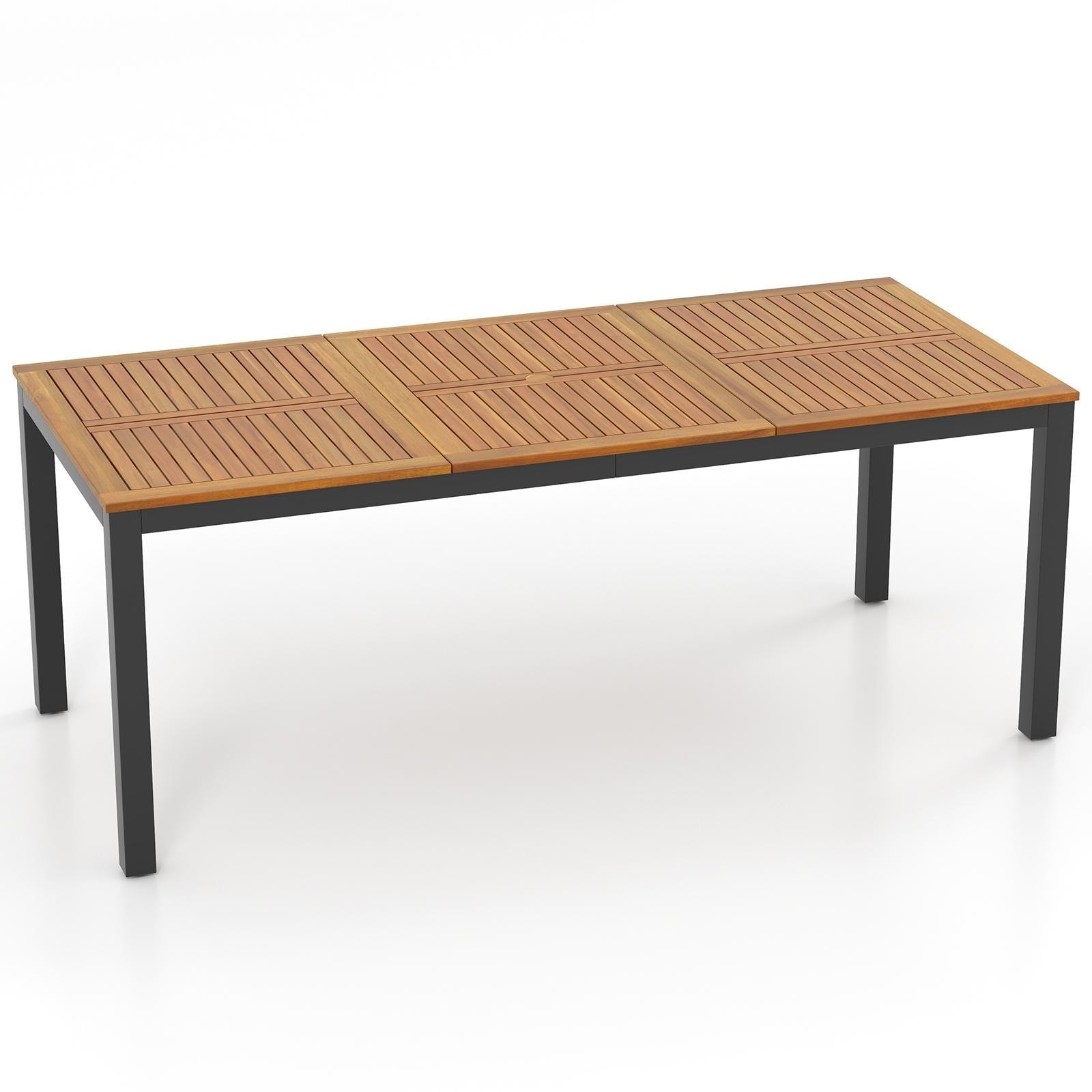 LIVIZA - Rectangle Outdoor Dining Table 35.5-in W x 79-in L with Umbrella Hole