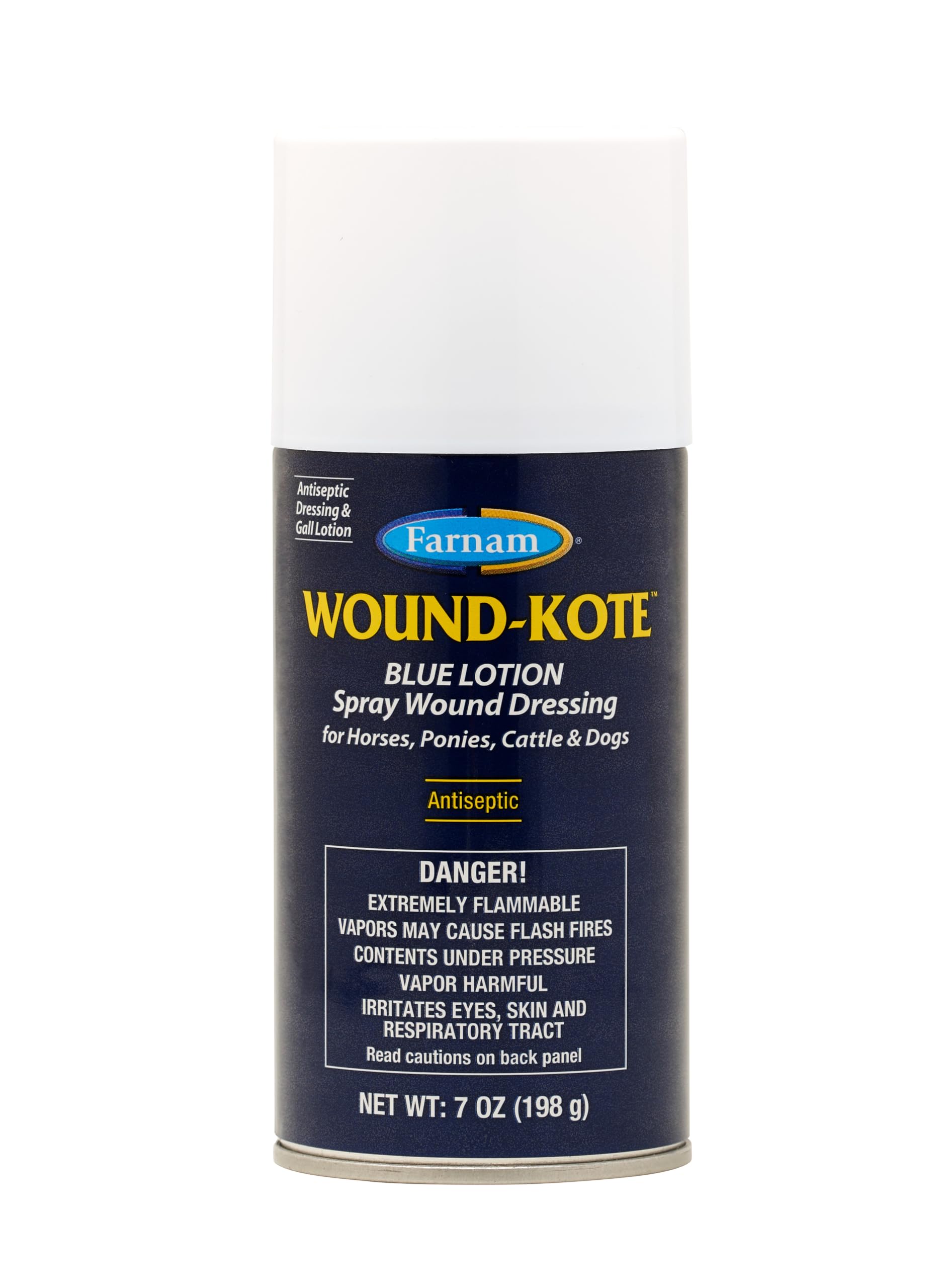 Farnam Wound-Kote Blue Lotion Spray Horse Wound Care for use on Horses and Dogs Antiseptic Properties for Minor Wounds Cuts and Sores 7 Oz. #100550894