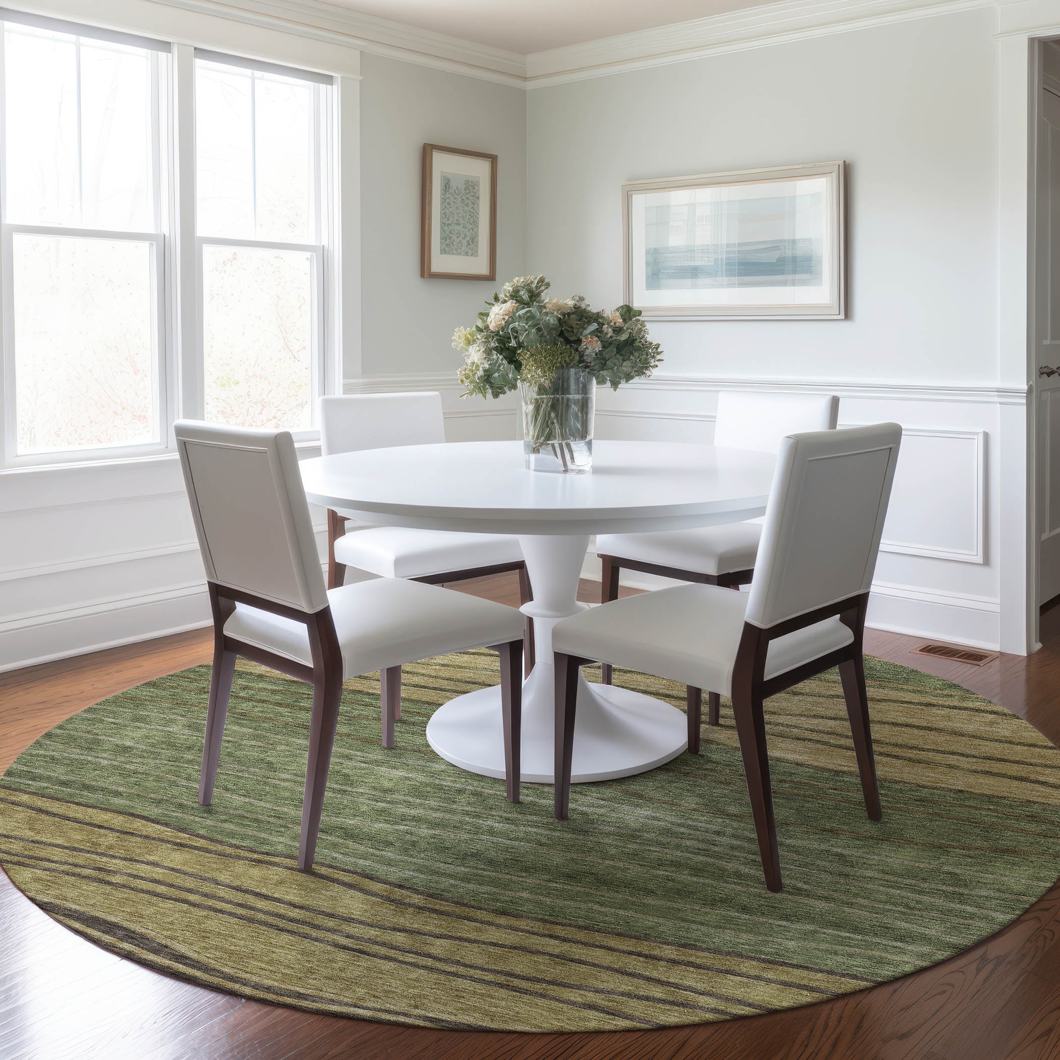 Addison Rugs ACN735OL8RO Chantille ACN735OL 8 x 8 (ft) Polyester Olive Round Indoor/Outdoor Geometric Machine washable Area rug