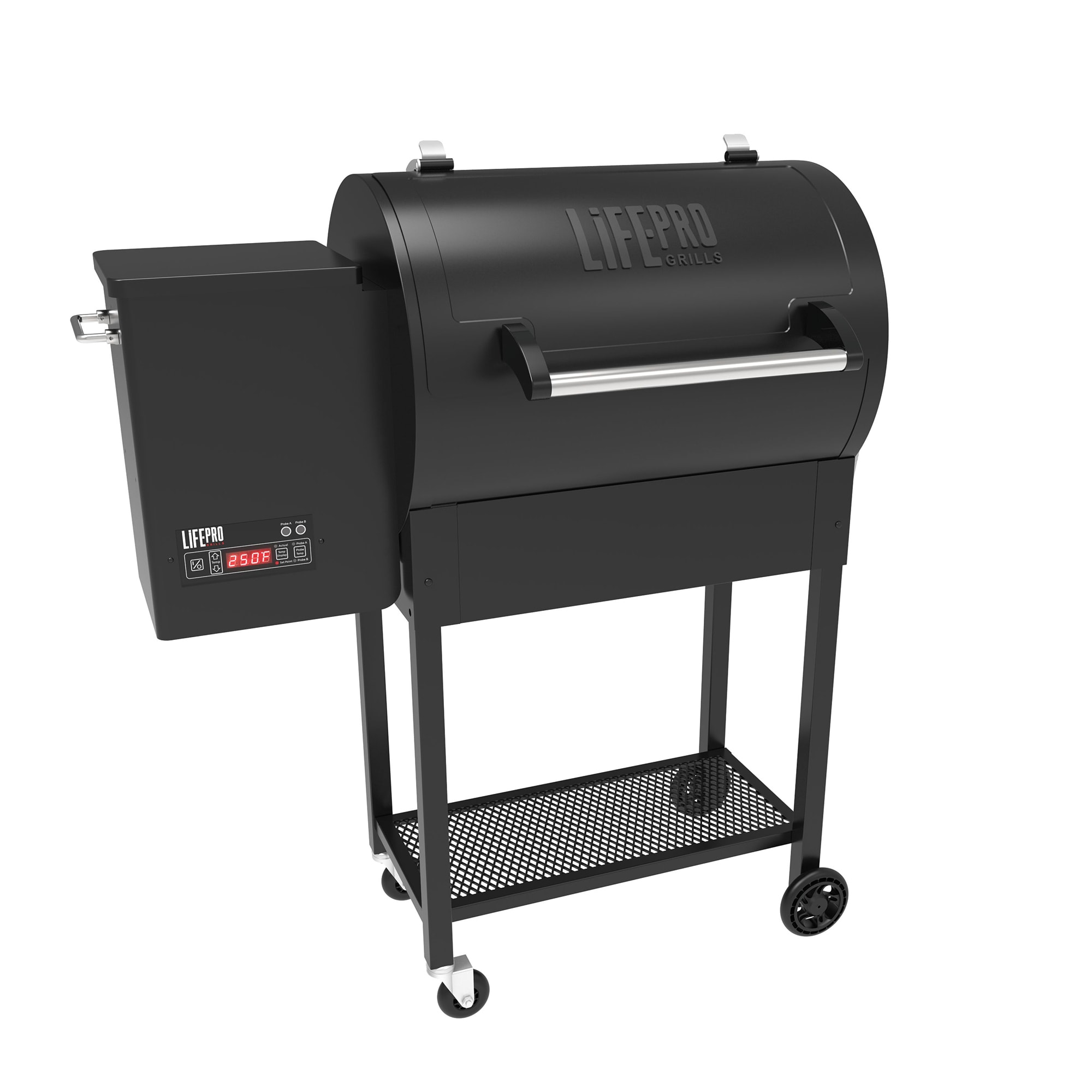 Lifesmart Precision Wood Pellet Smoker Grill 510-Sq in Black Stainless ...