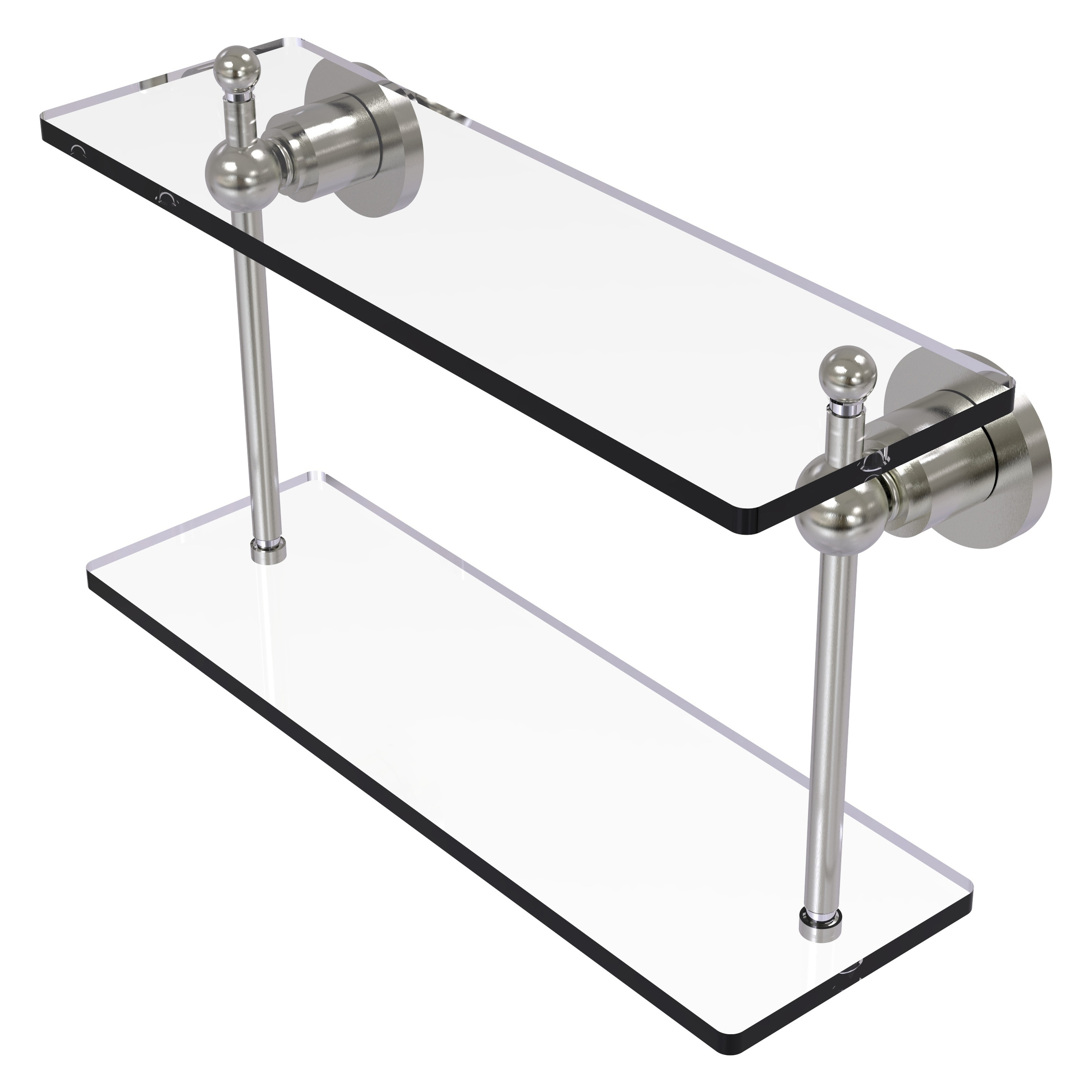 Allied Brass AP-2/16-SN Astor Place Satin Nickel 2 -Tier Wall mount Bathroom Shelf ( 16-in x 8-in x 5-in )