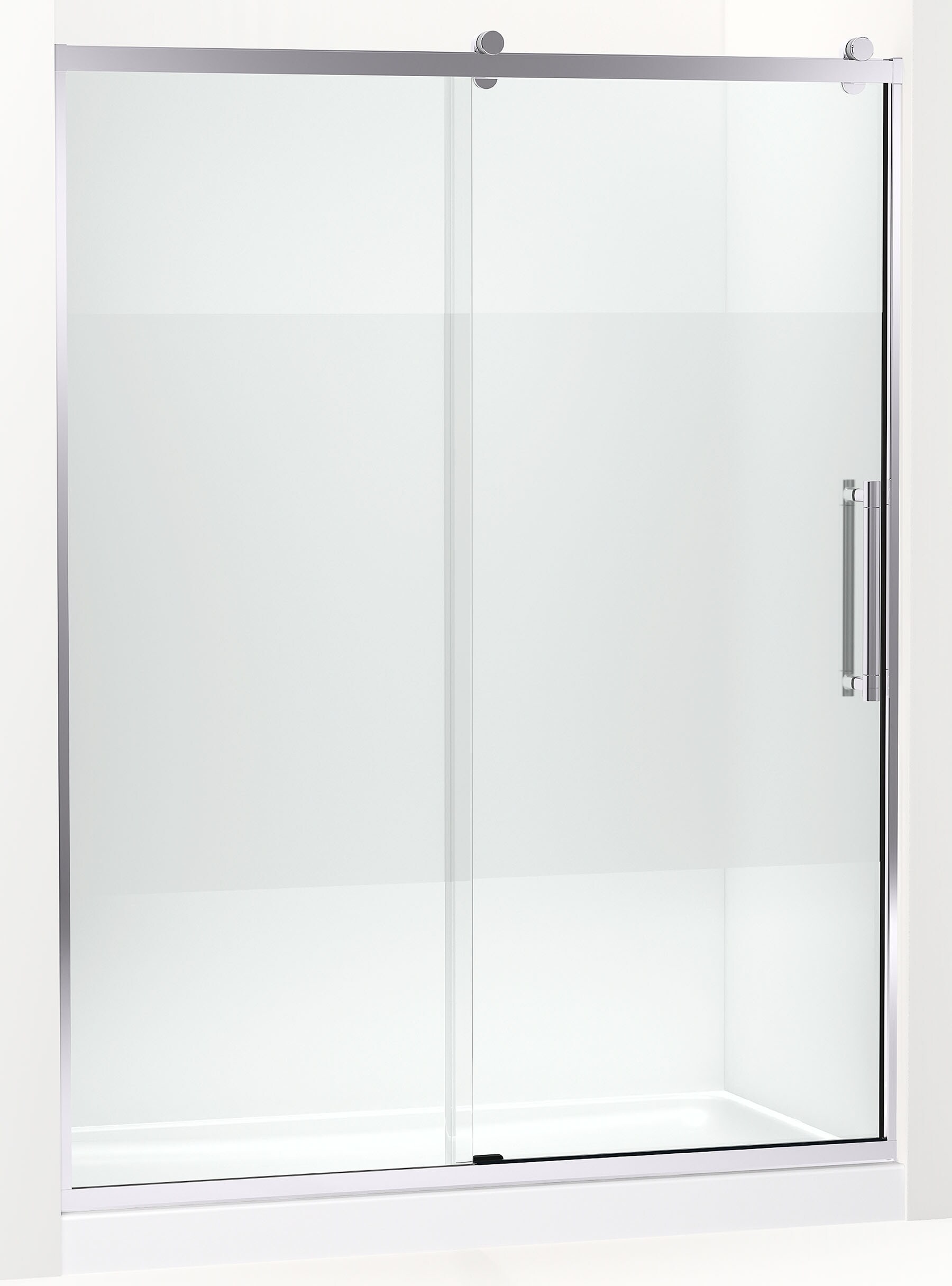 KOHLER Premise Bright Polished Silver 56-in to 60-in W x 76.13-in H ...