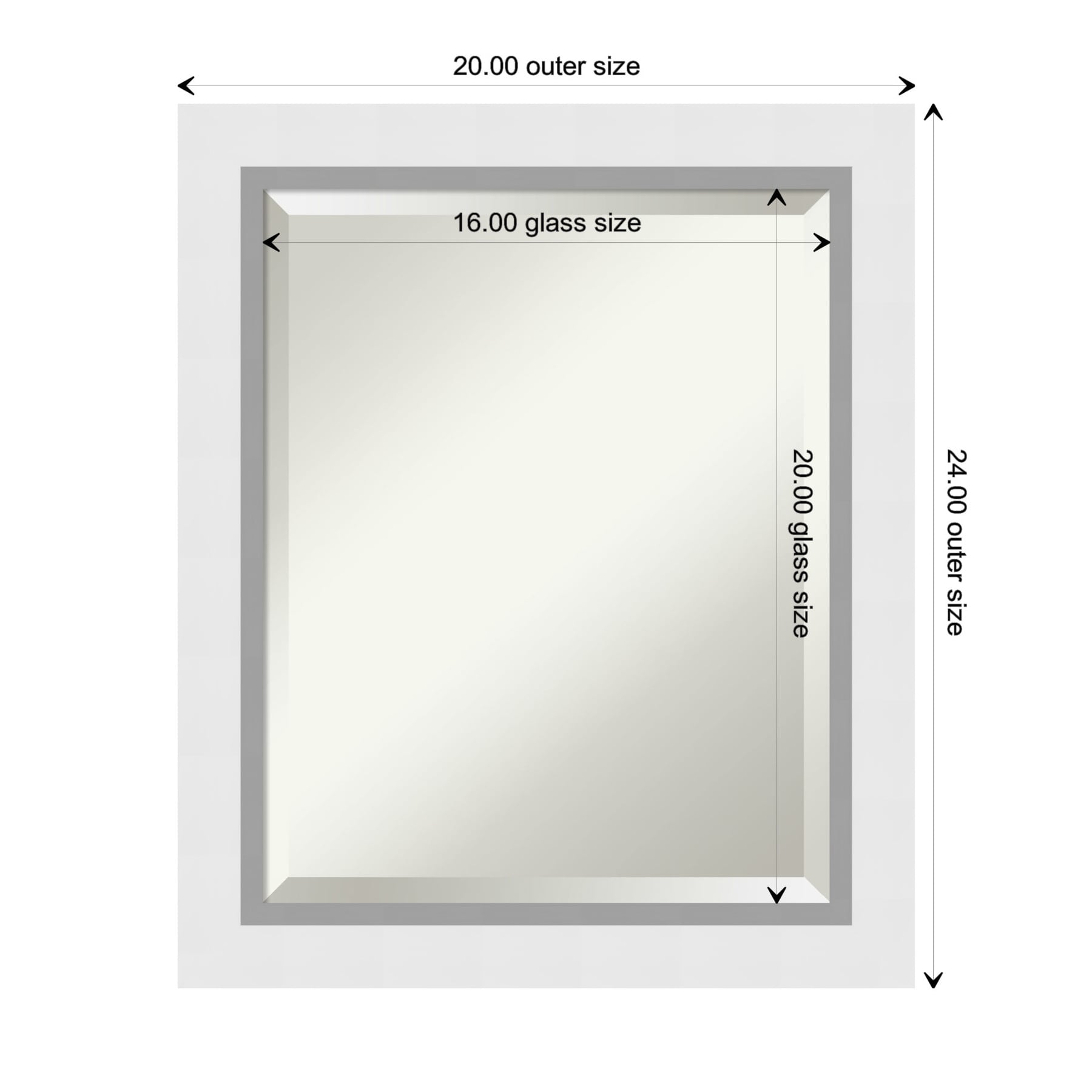 Blanco White Beveled Wood Bathroom Wall Mirror