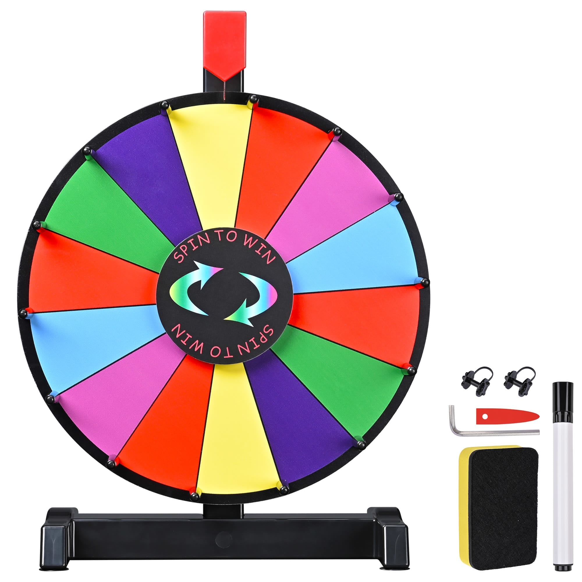 Yescom 35PRW001-12IN-BK-LO WinSpin 12IN Editable Color Prize Wheel Tabletop 14 Slots Spinning Wheel for Tradeshow Home Events