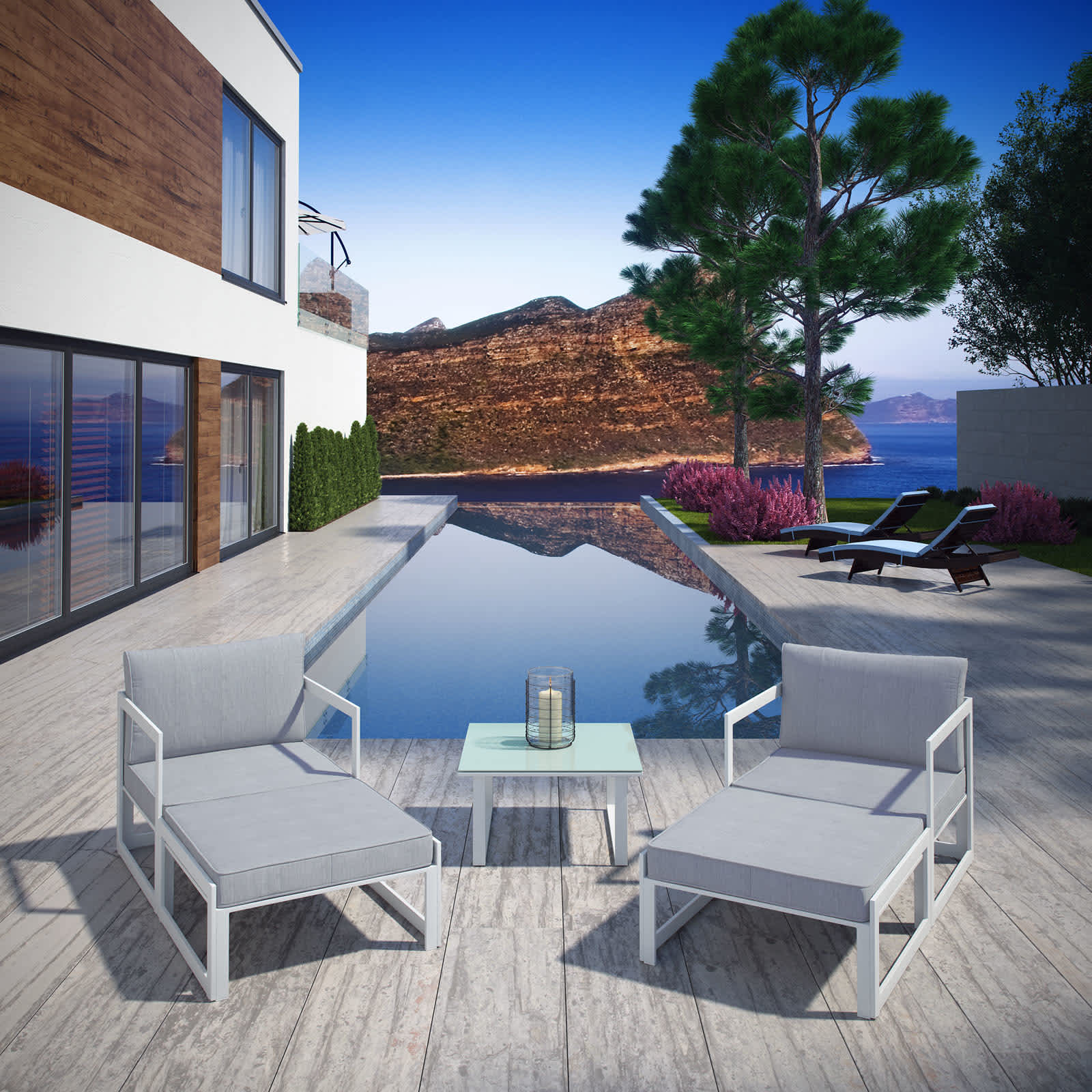 Modway EEI-1721-WHI-GRY-SET Patio-Conversation-Sets - View #2