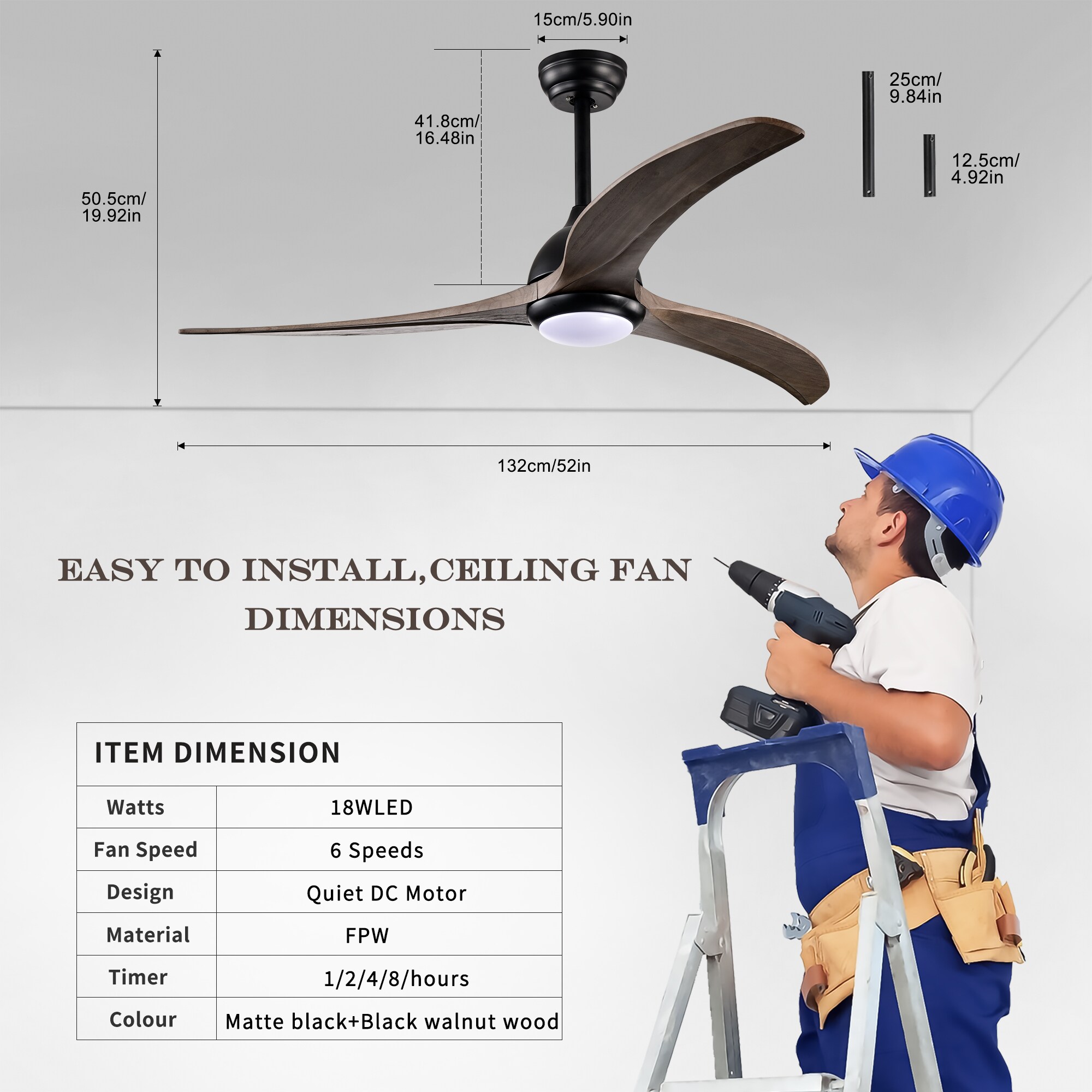 WELLFOR GYH36-5129-3WH Ceiling-Fans - View #9