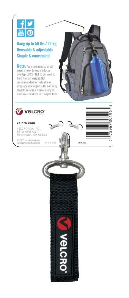 VELCRO Brand 12-in Easy Hang Xsmall 12In X 3/4In Strap, Black Hook and Loop  Fastener in the Specialty Fasteners & Fastener Kits department at