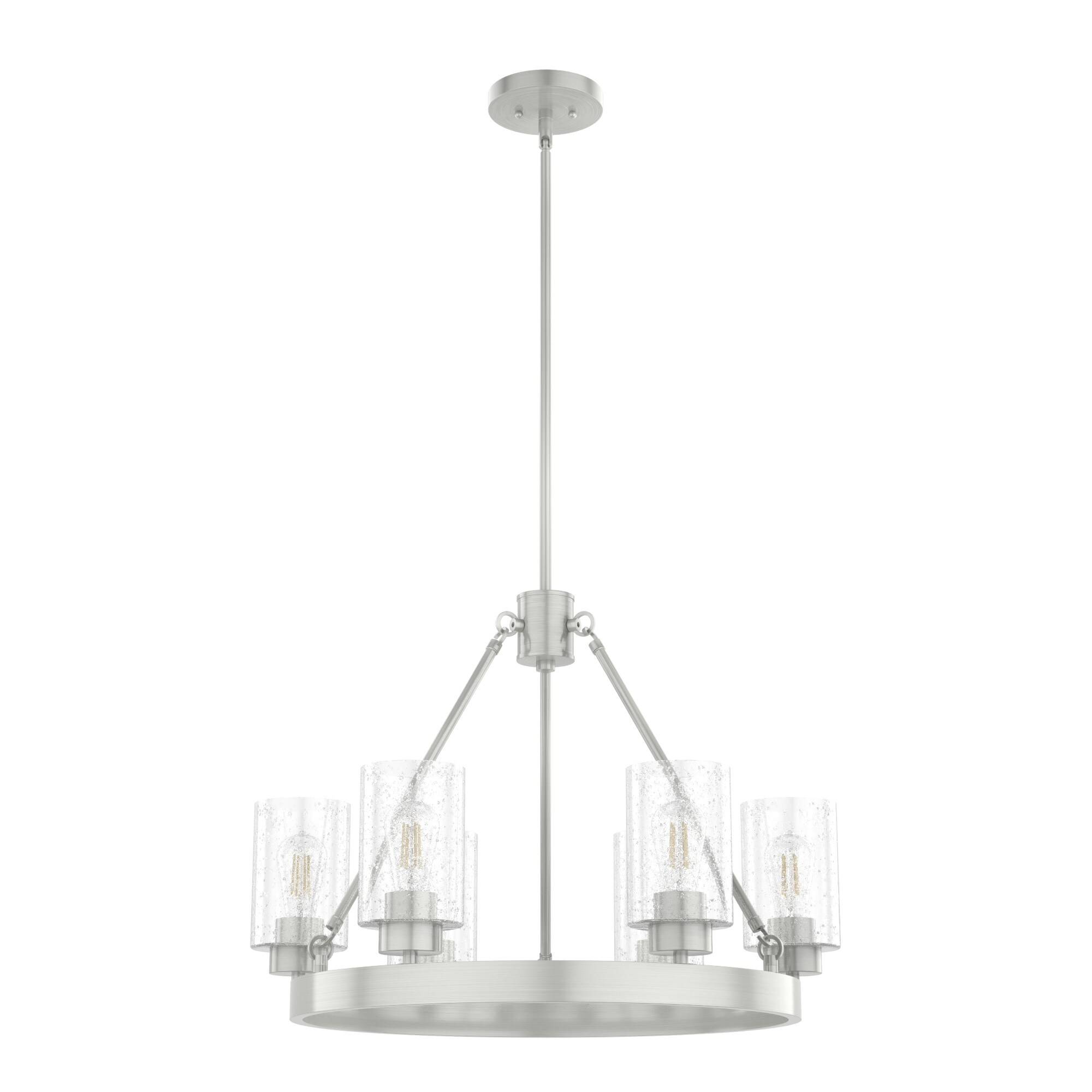 Hunter Hartland 6-Light Brushed Nickel Farmhouse LED Dry rated ...