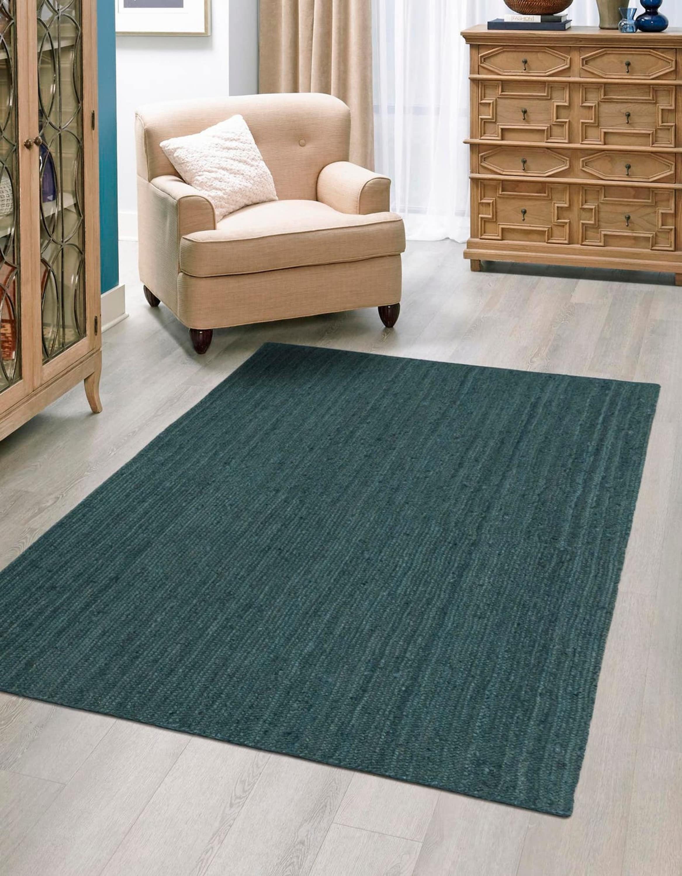 Unique Loom 3195582 Braided Jute 5 x 8 (ft) Braided Jute Green Rectangular Indoor Solid Area rug