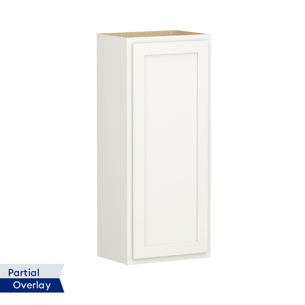 Shenandoah PRO Express SPE 92MPS-180 Breckenridge 18-in W x 42-in H x 12-in D Linen Partial Overlay Maple Wall Fully assembled Plywood Cabinet (Recessed Panel Shaker)